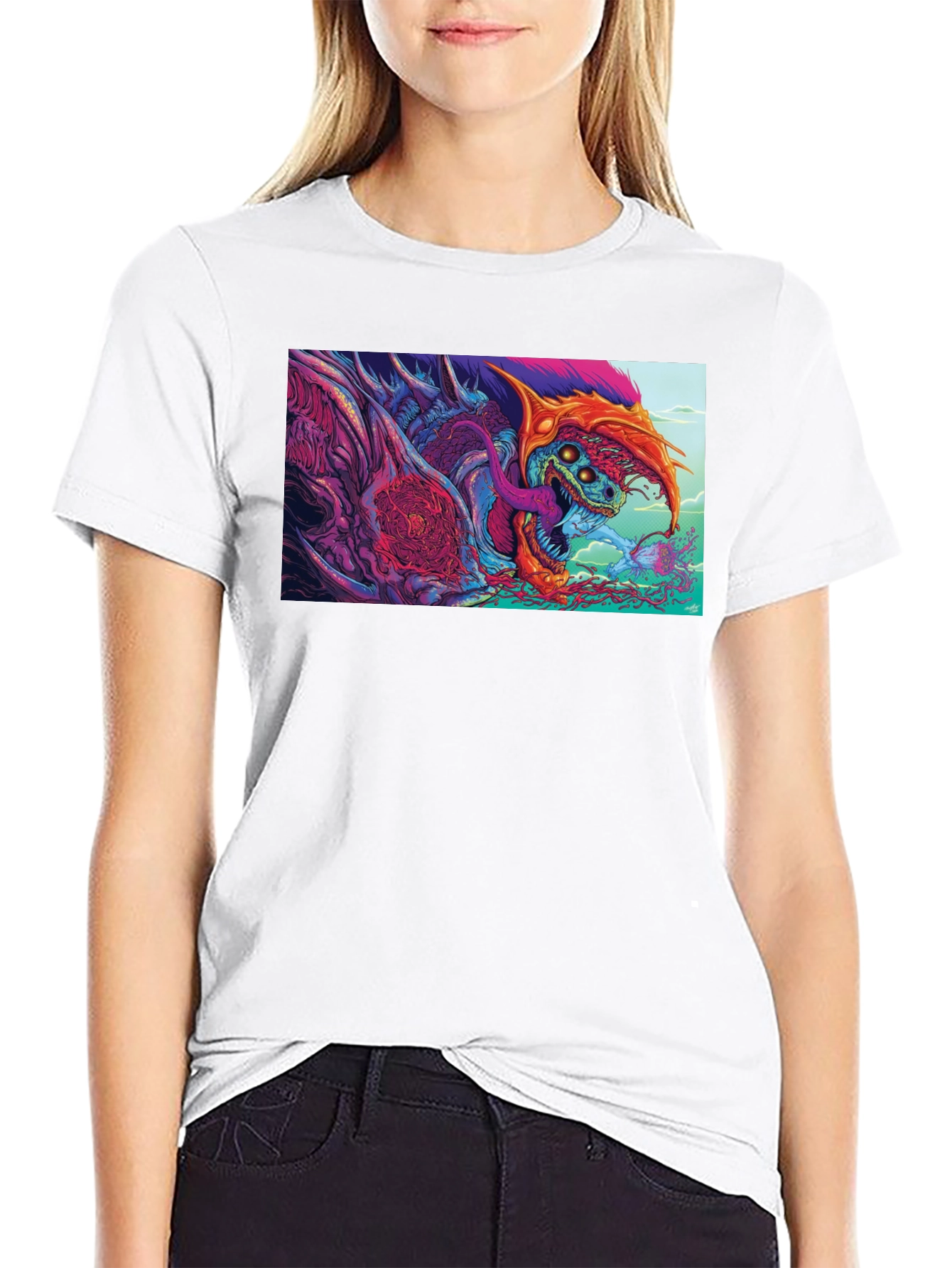 Monster Graphic Print Black T-Shirt