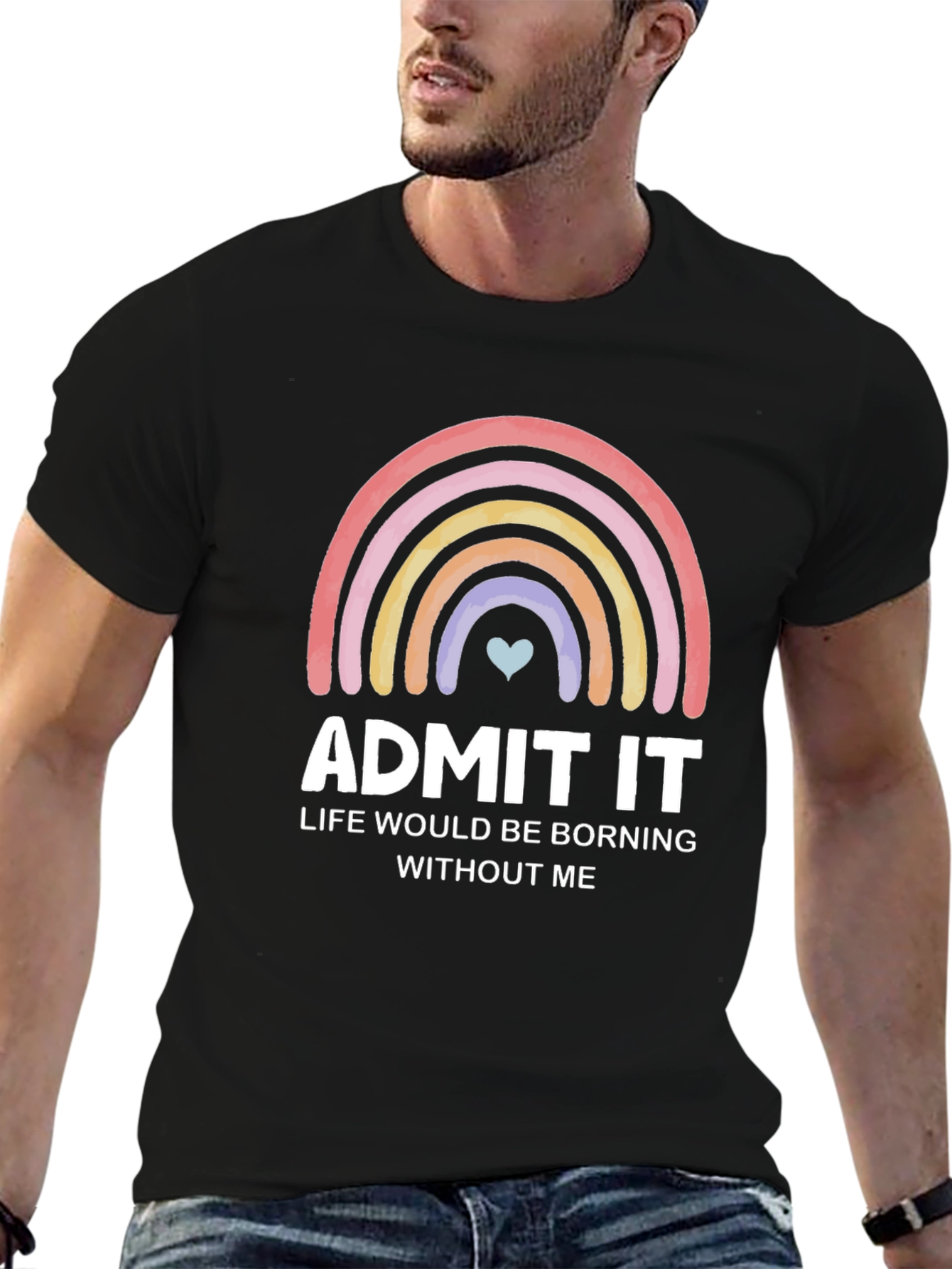 Admit It Rainbow Graphic Tee - Soft Cotton Blend