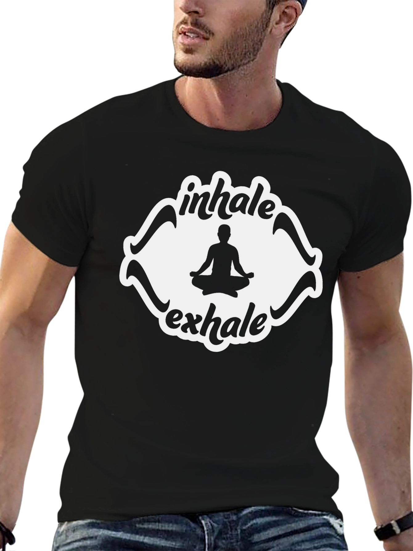Inhale Exhale Yoga Meditation Black T-Shirt