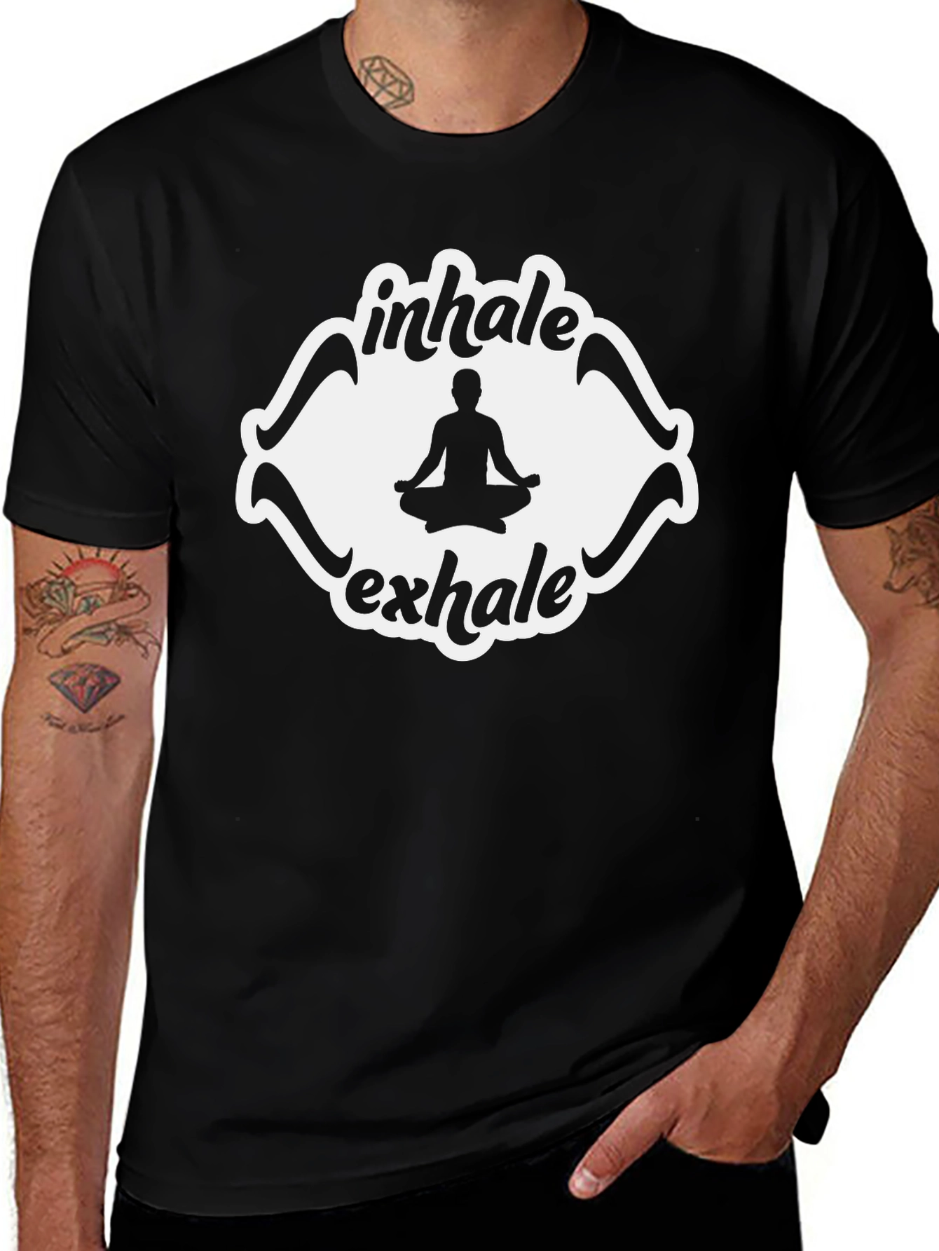 Inhale Exhale Yoga Meditation Black T-Shirt