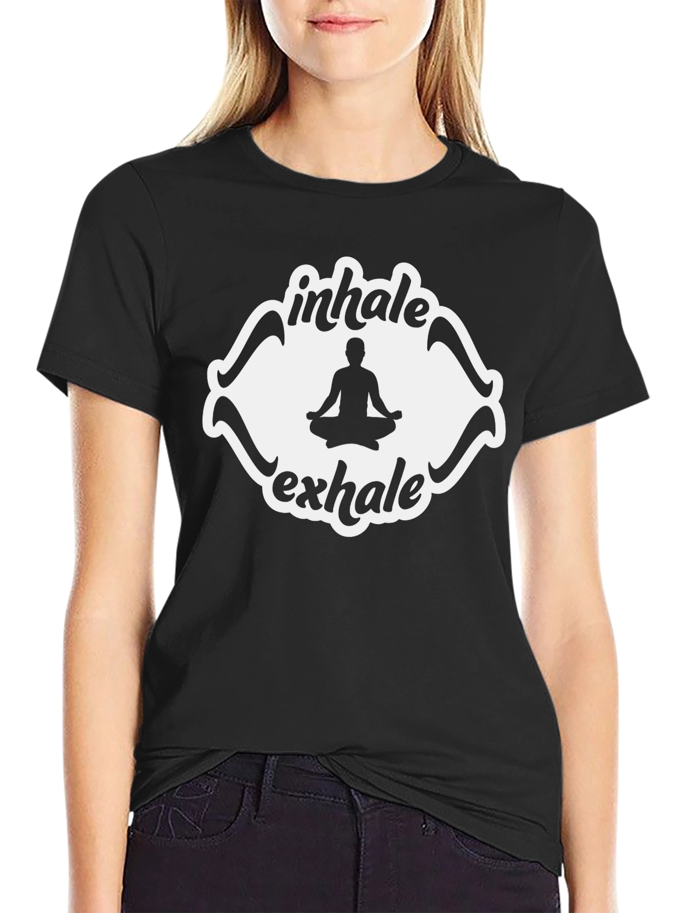 Inhale Exhale Yoga Meditation Black T-Shirt