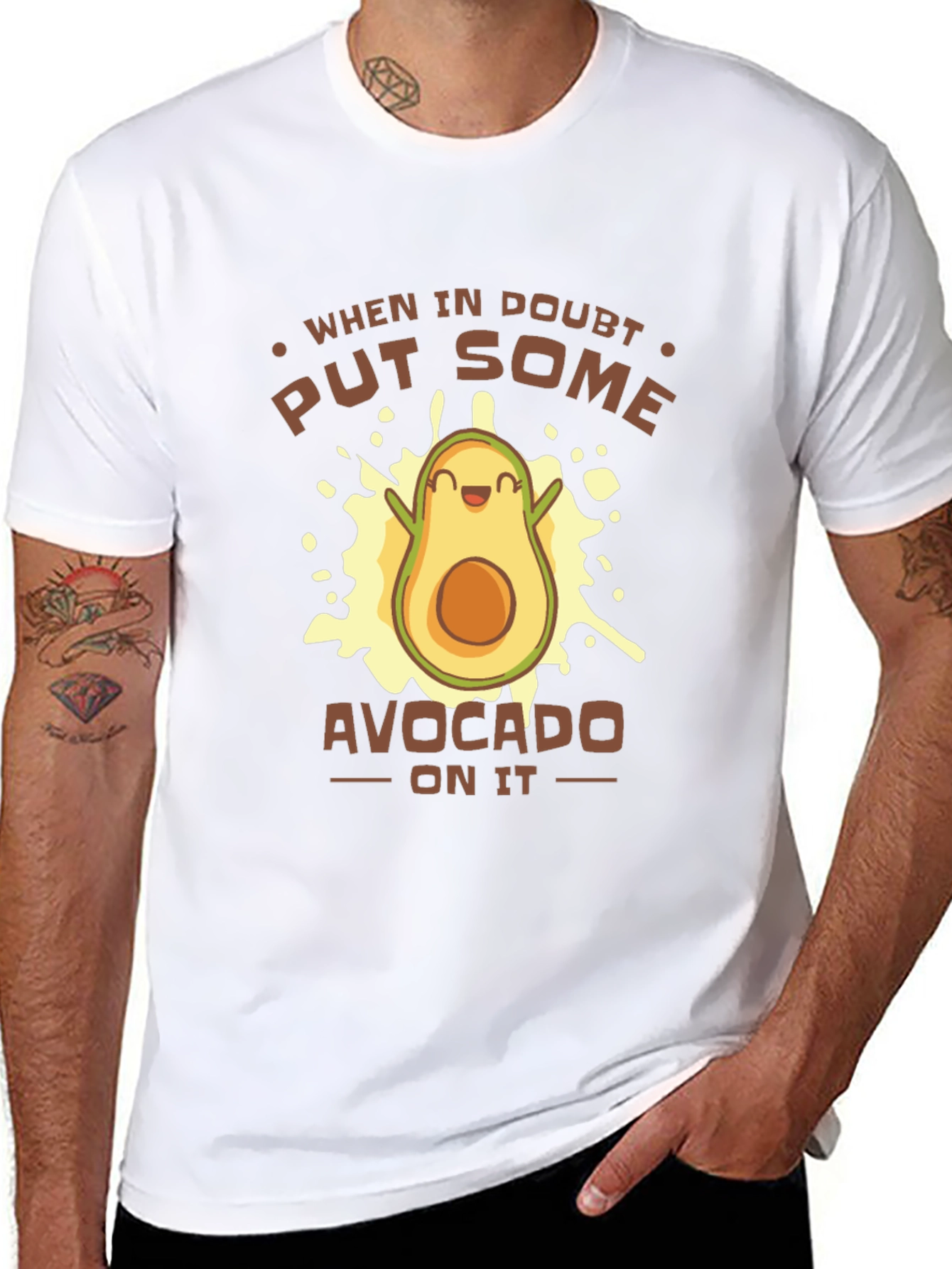 Funny Avocado Graphic T-Shirt - When In Doubt