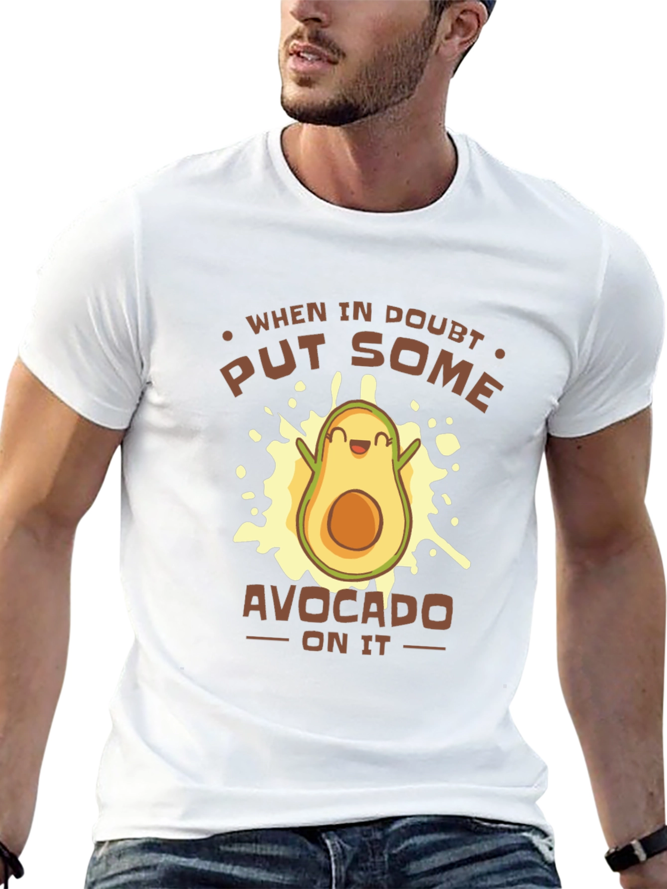 Funny Avocado Graphic T-Shirt - When In Doubt