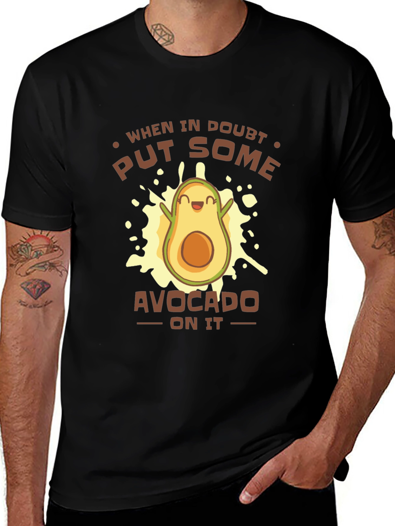 Funny Avocado Graphic T-Shirt - When In Doubt