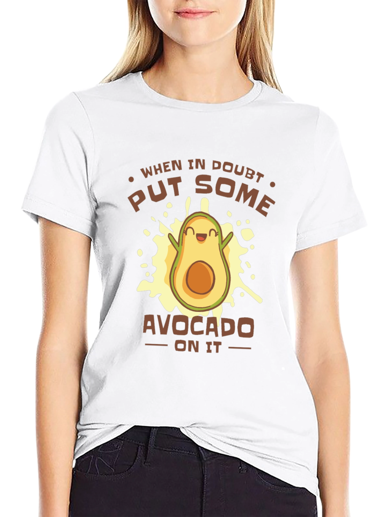 Funny Avocado Graphic T-Shirt - When In Doubt