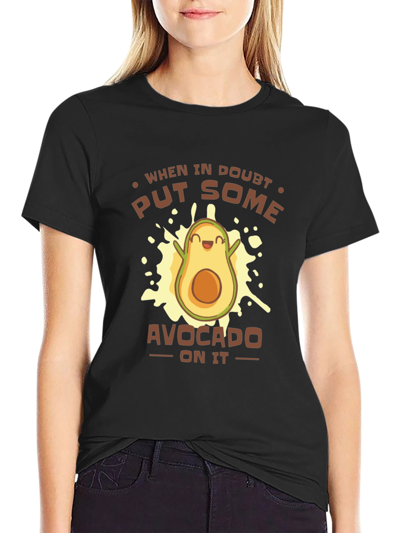 Funny Avocado Graphic T-Shirt - When In Doubt
