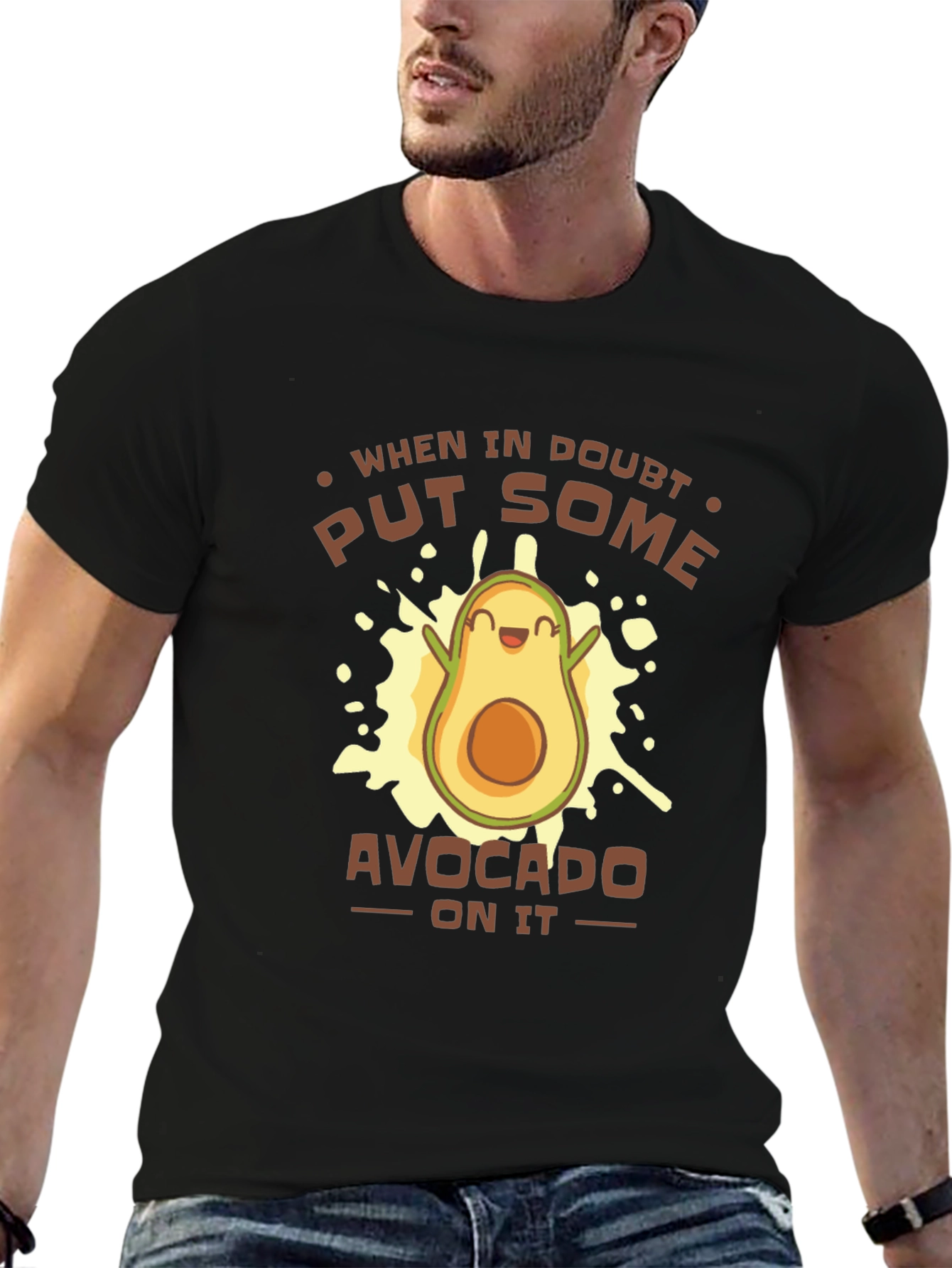 Funny Avocado Graphic T-Shirt - When In Doubt