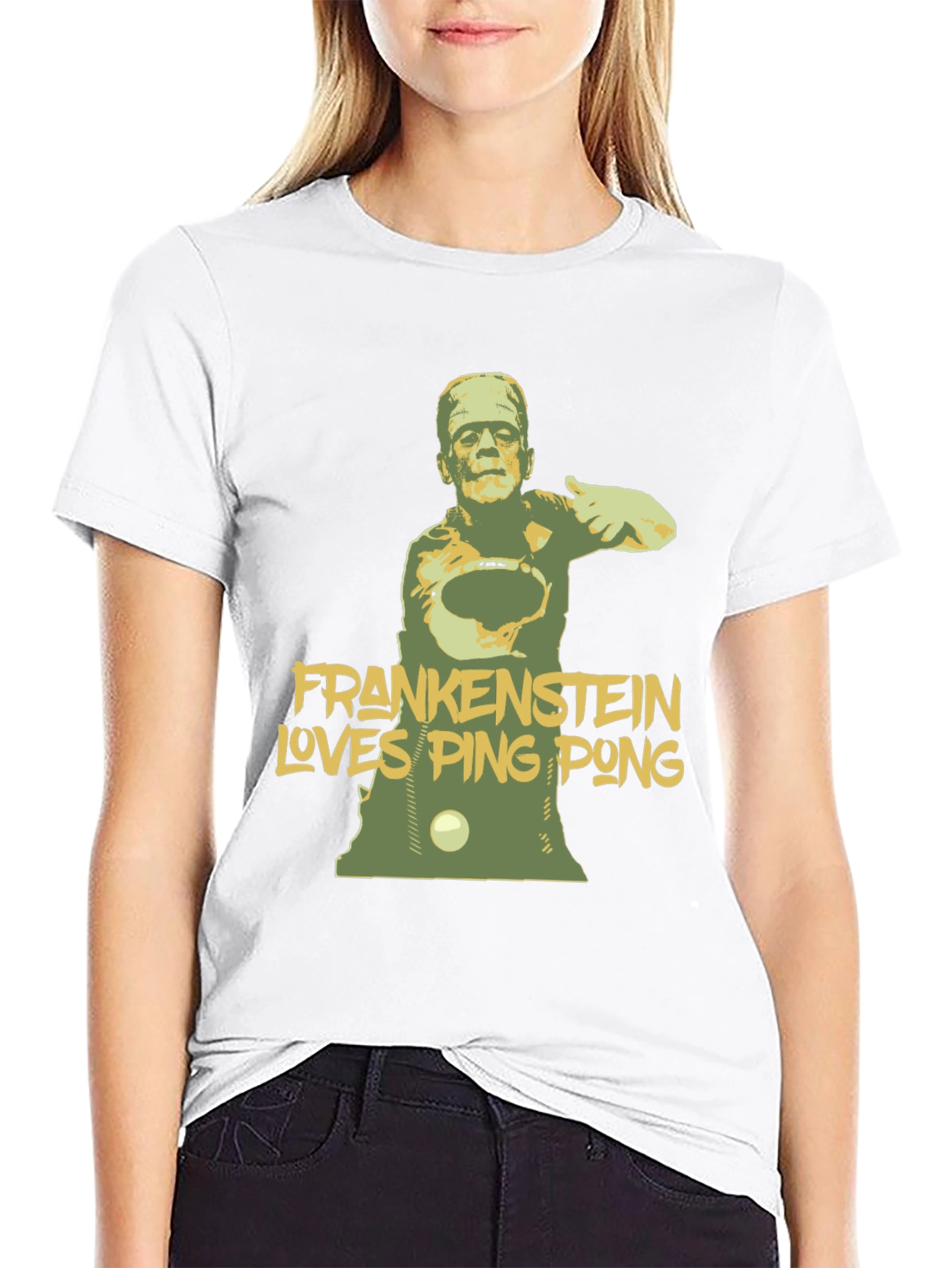 Frankenstein Loves Ping Pong Graphic T-Shirt
