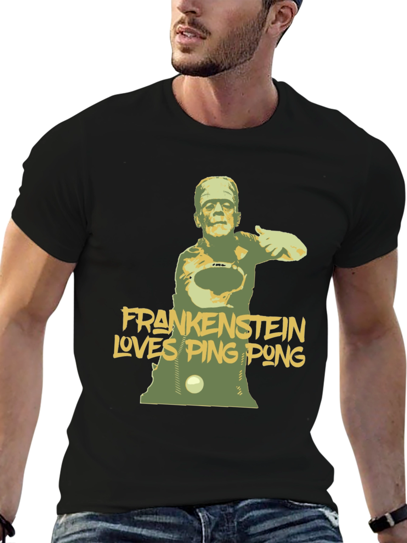 Frankenstein Loves Ping Pong Graphic T-Shirt