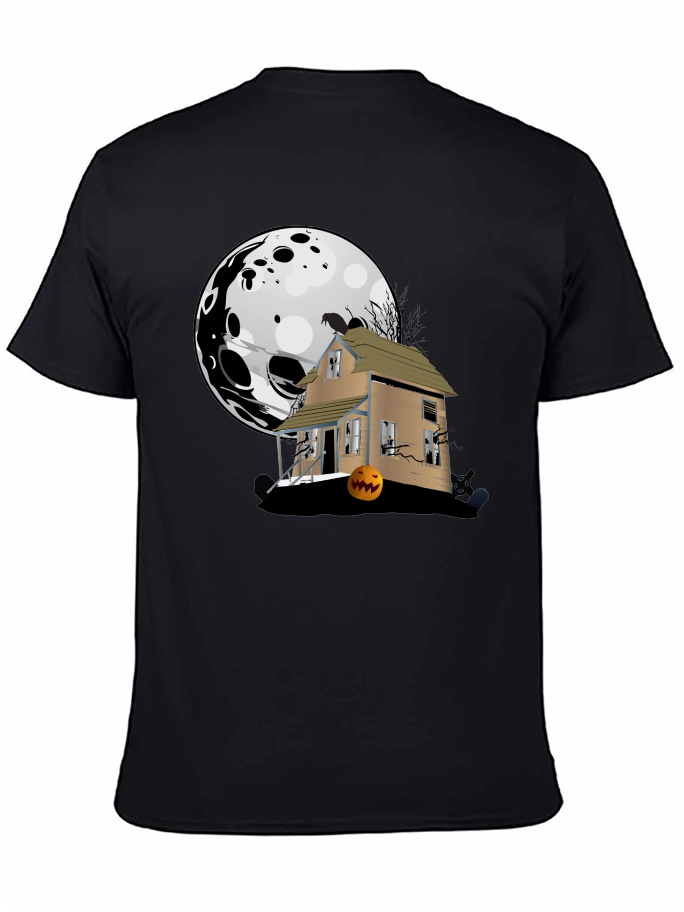 Halloween Spooky House Black T-Shirt