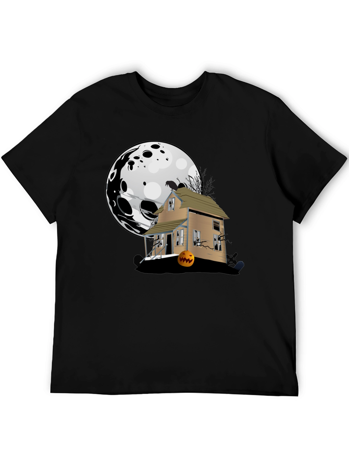Halloween Spooky House Black T-Shirt