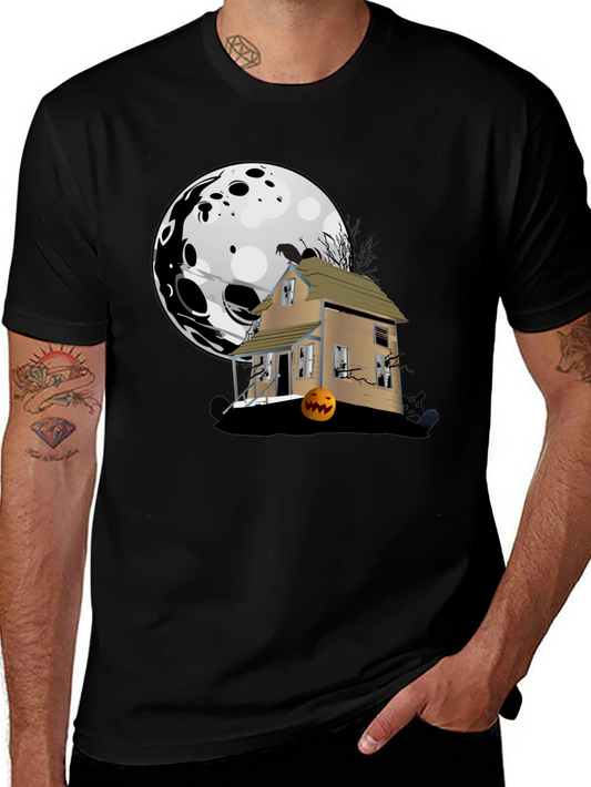 Halloween Spooky House Black T-Shirt