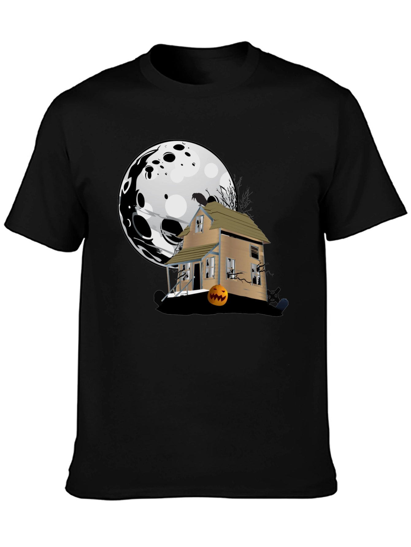 Halloween Spooky House Black T-Shirt