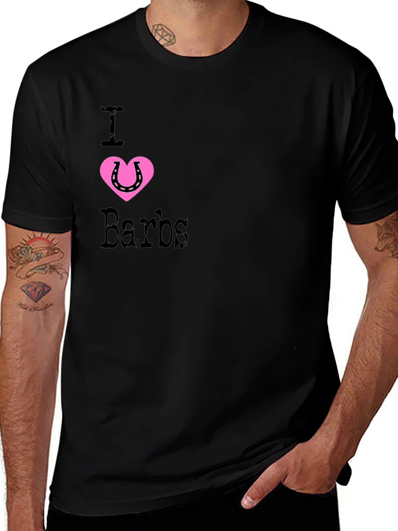 I Heart Barbs Black T-Shirt - Horseshoe Love