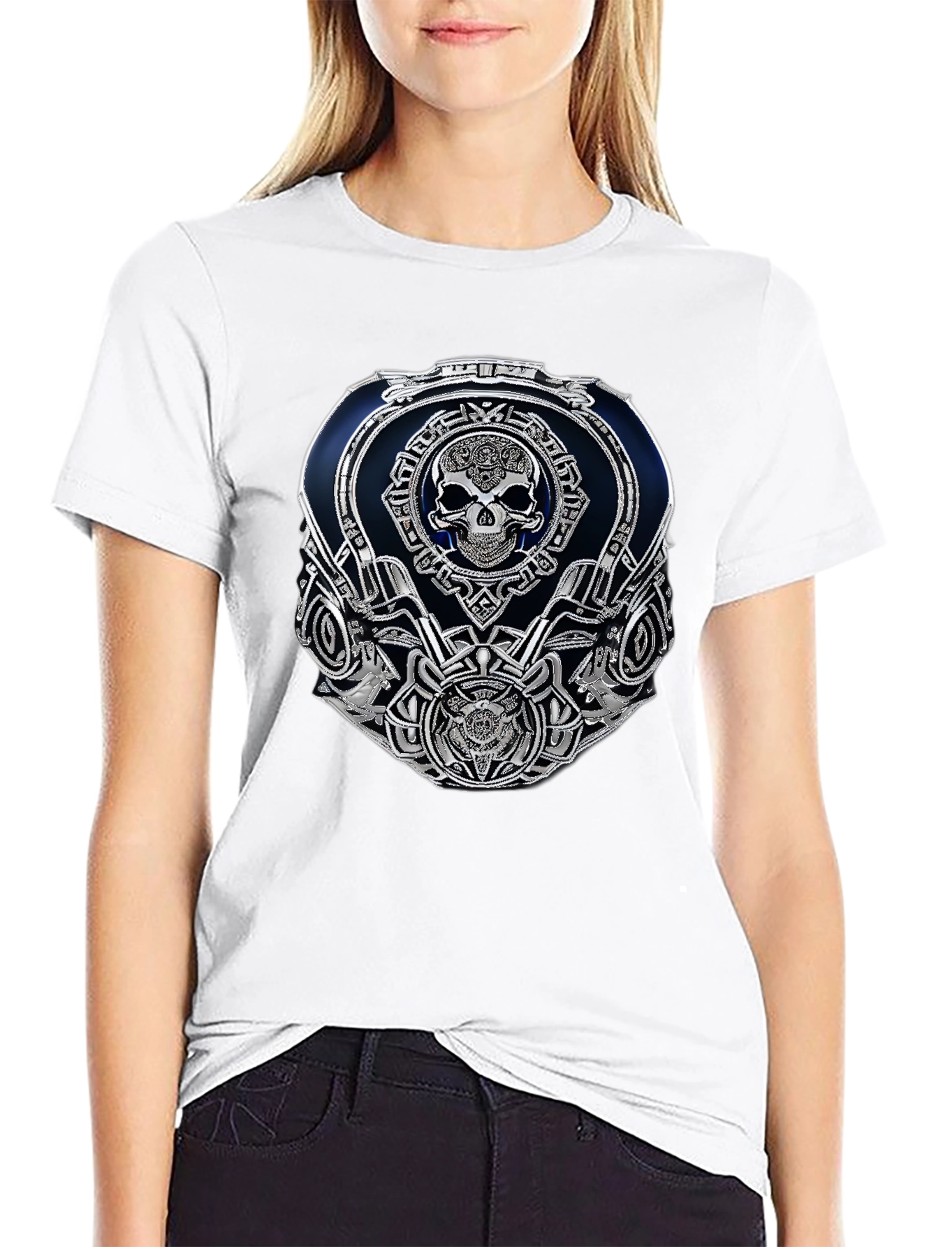 Skull Emblem Graphic Black T-Shirt