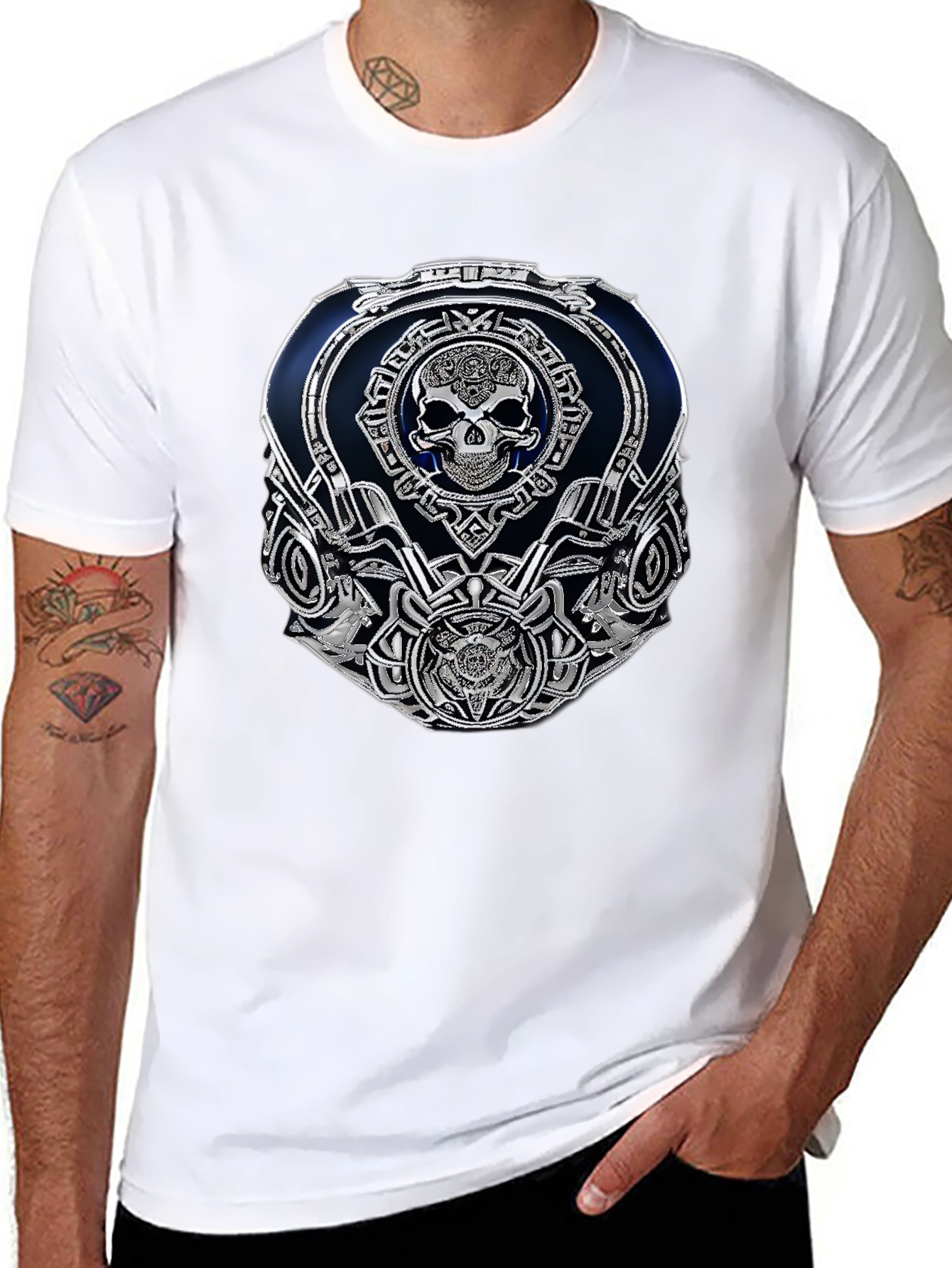 Skull Emblem Graphic Black T-Shirt