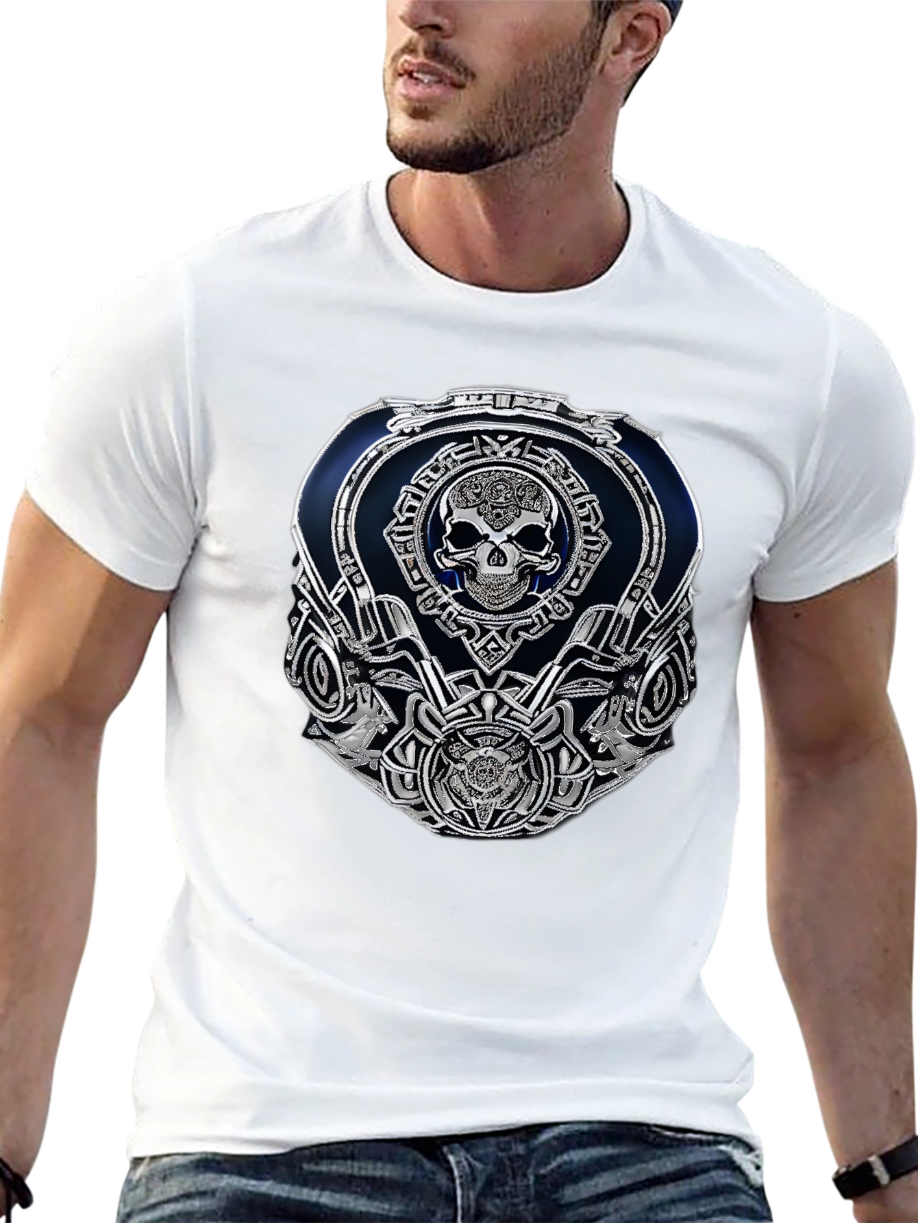 Skull Emblem Graphic Black T-Shirt
