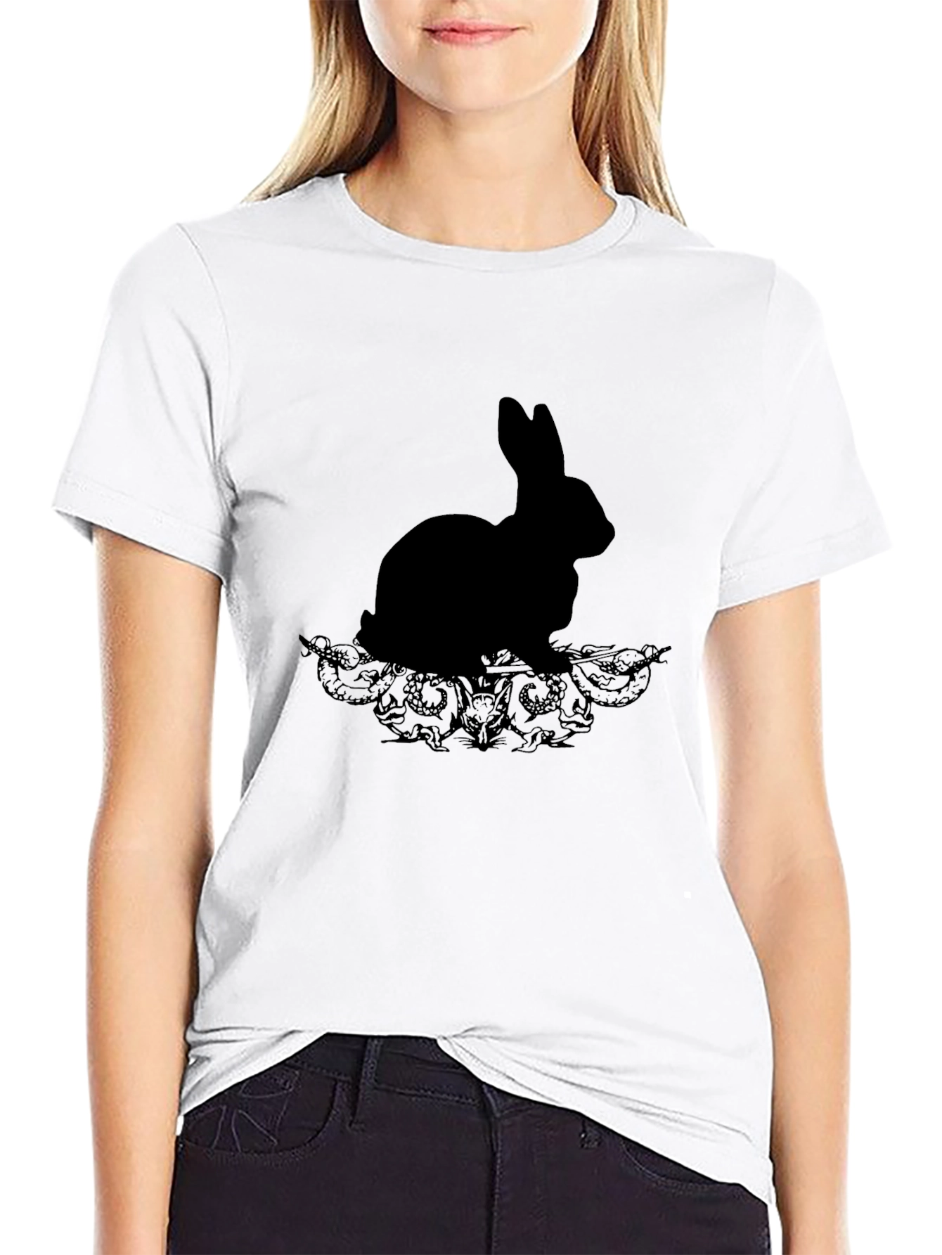 Black Rabbit Silhouette Graphic Tee