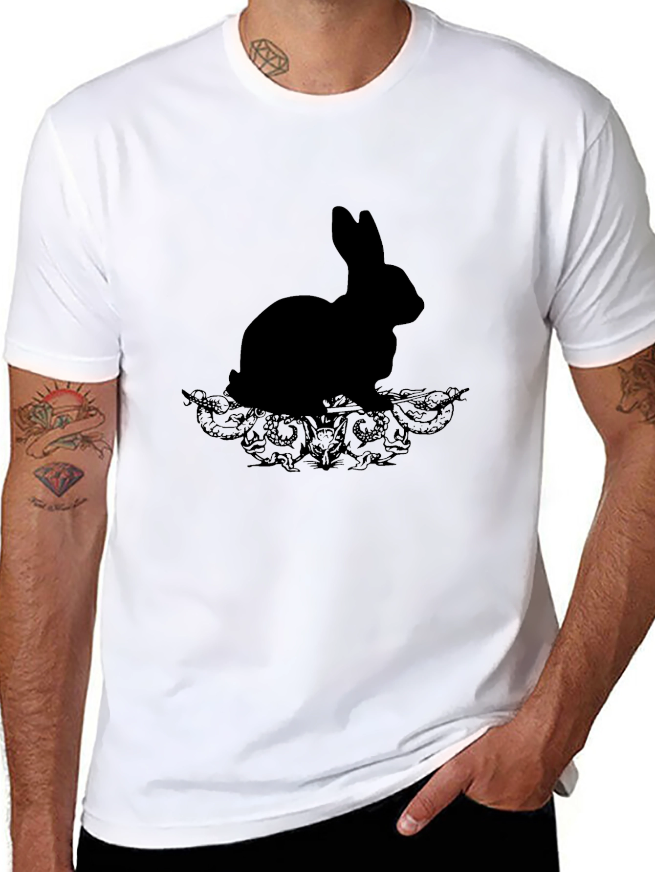 Black Rabbit Silhouette Graphic Tee