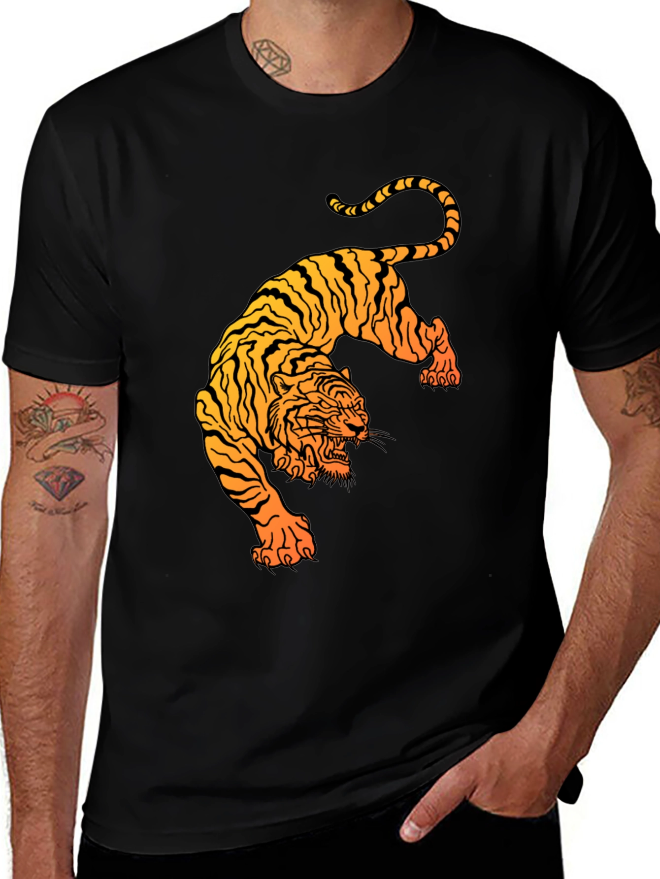 Black Tiger Graphic Tee - Stylish Mens T-Shirt