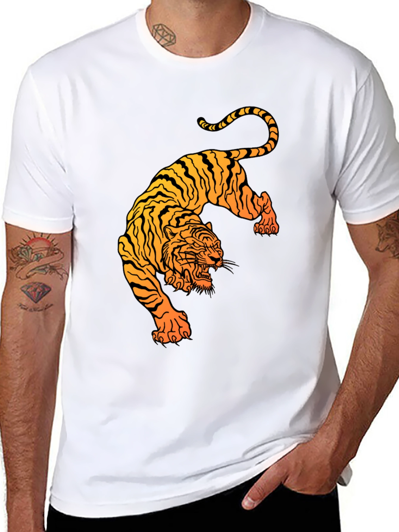 Black Tiger Graphic Tee - Stylish Mens T-Shirt