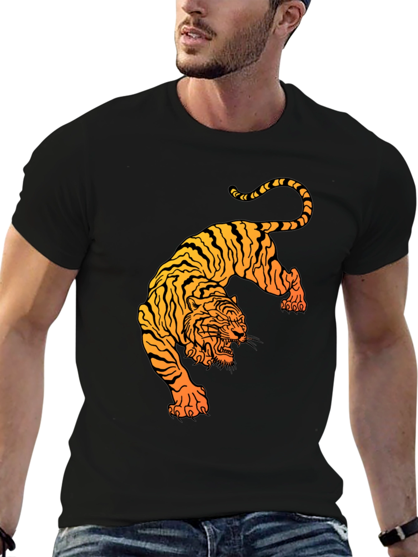 Black Tiger Graphic Tee - Stylish Mens T-Shirt
