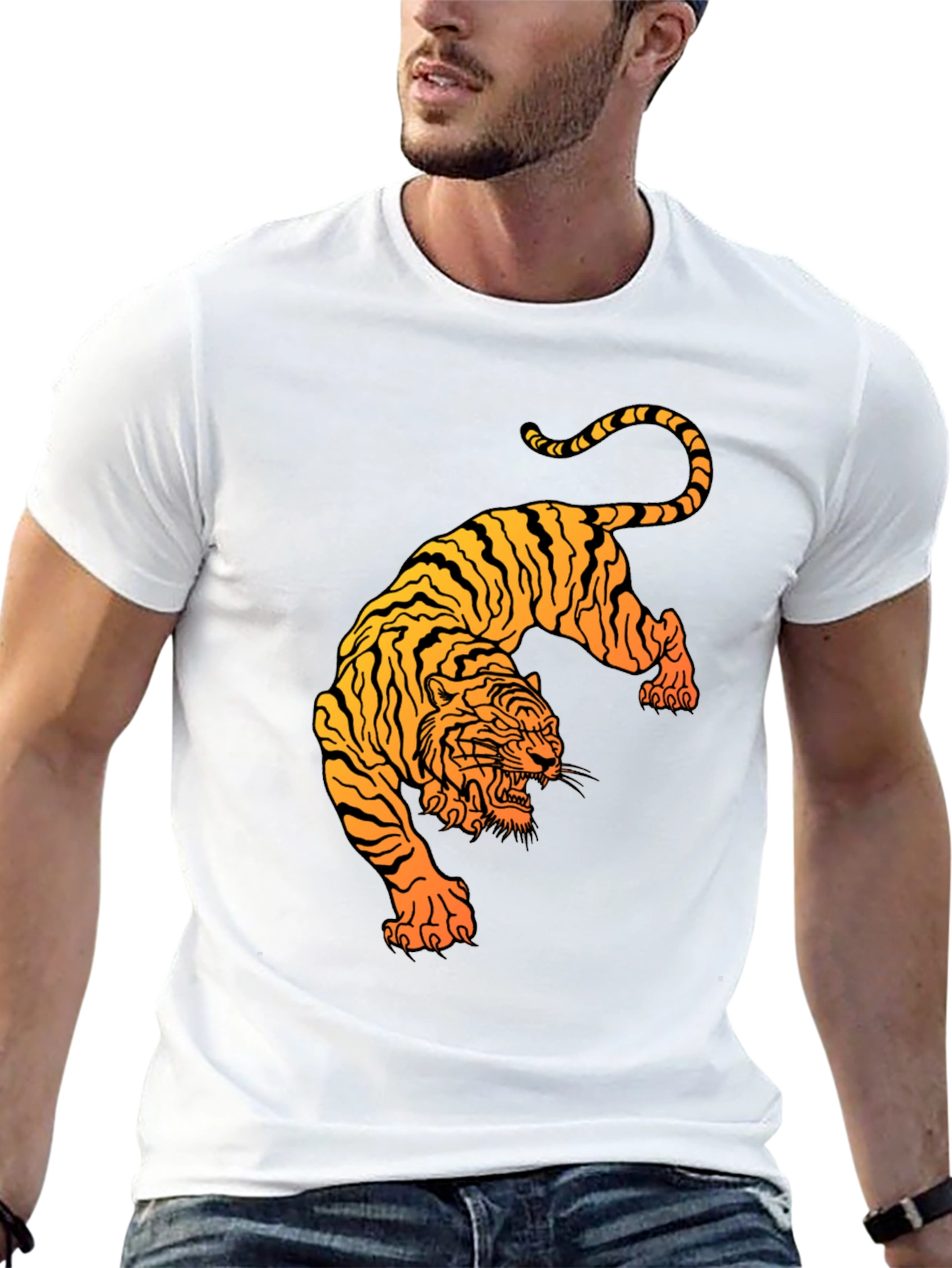 Black Tiger Graphic Tee - Stylish Mens T-Shirt