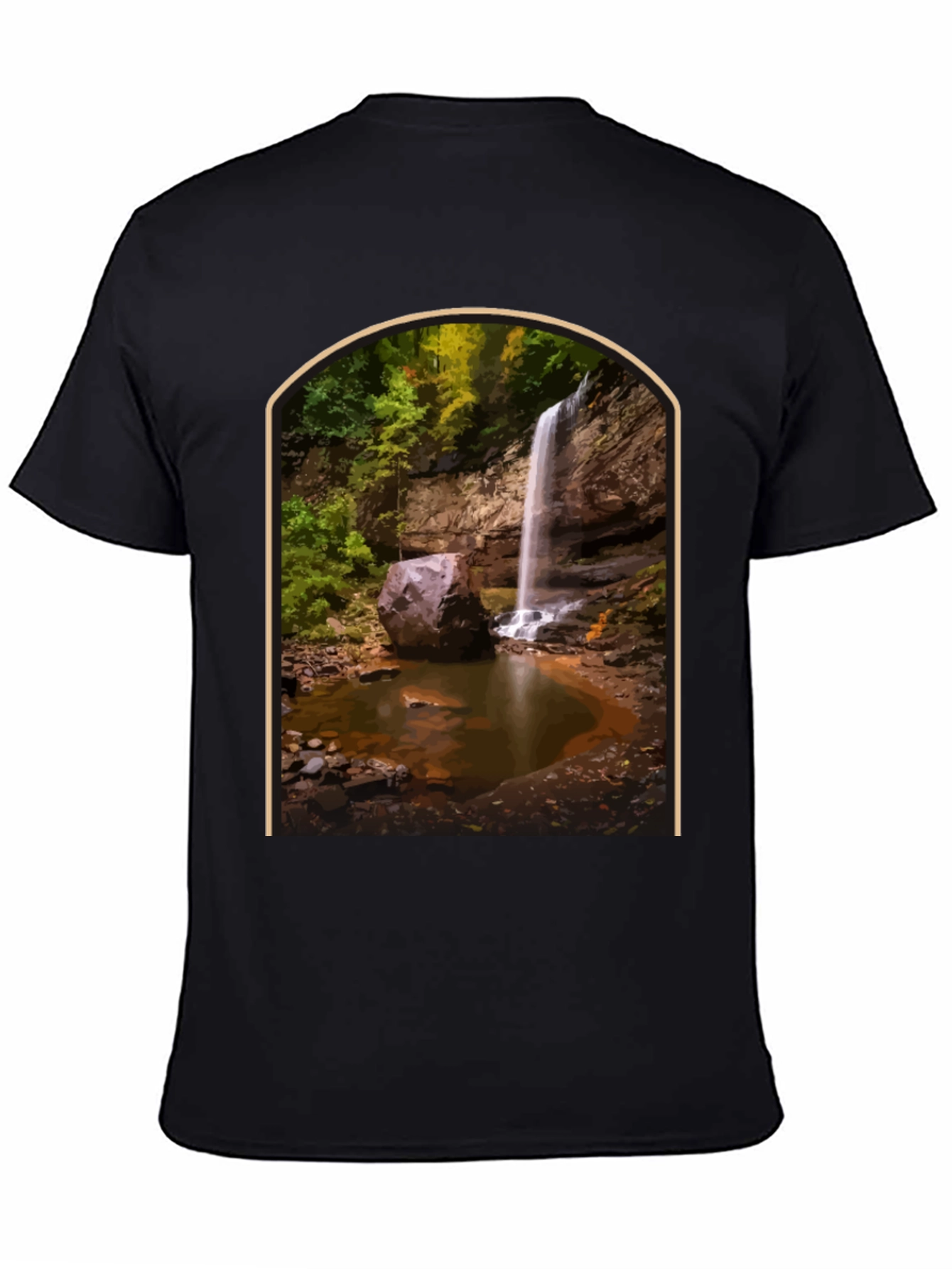 Waterfall Graphic Tee - Nature Lovers Black T-Shirt