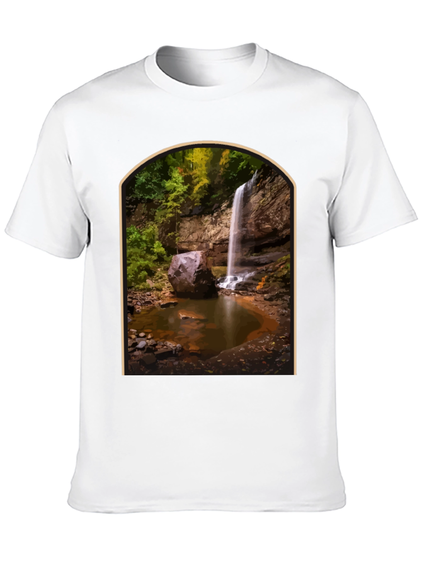 Waterfall Graphic Tee - Nature Lovers Black T-Shirt