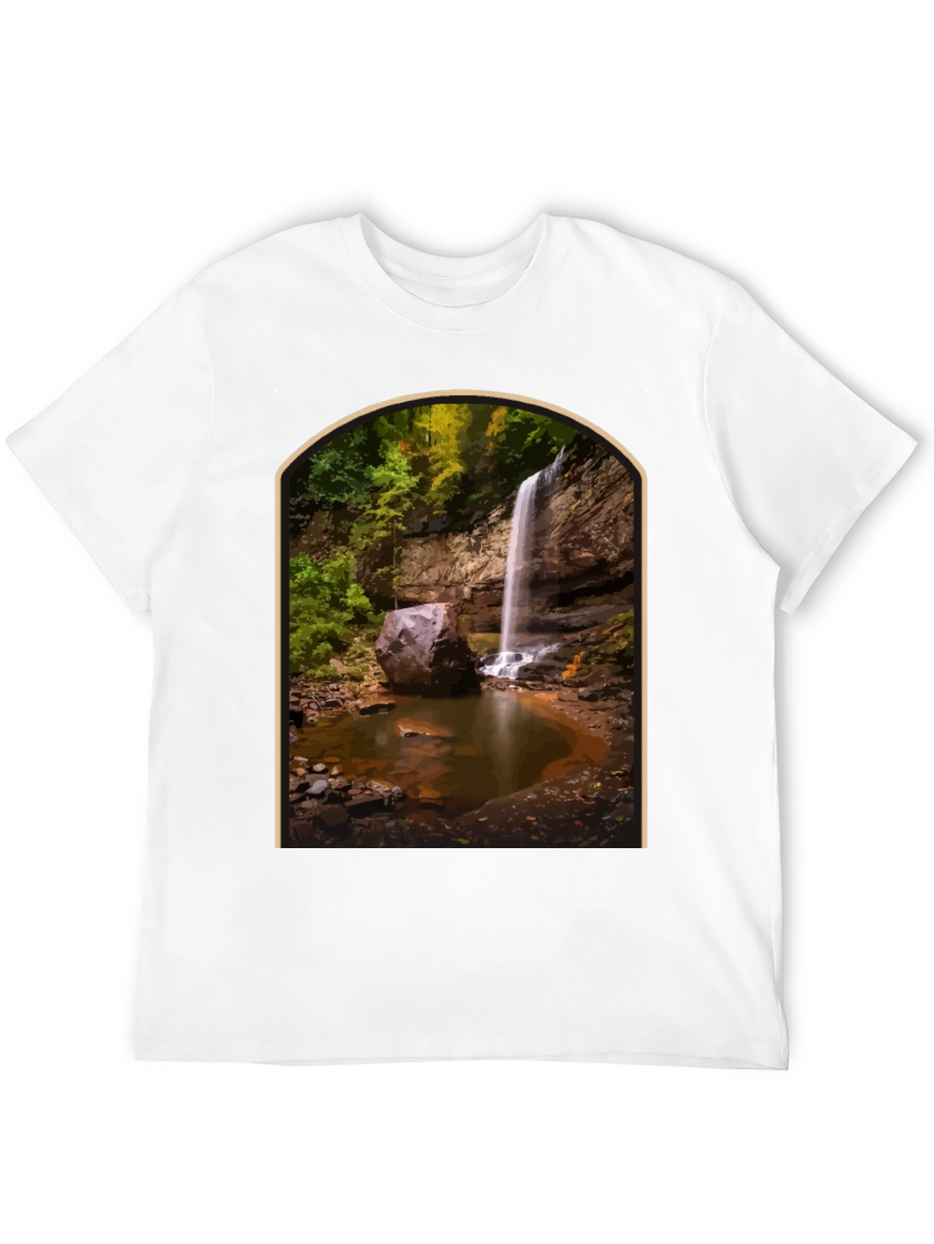 Waterfall Graphic Tee - Nature Lovers Black T-Shirt