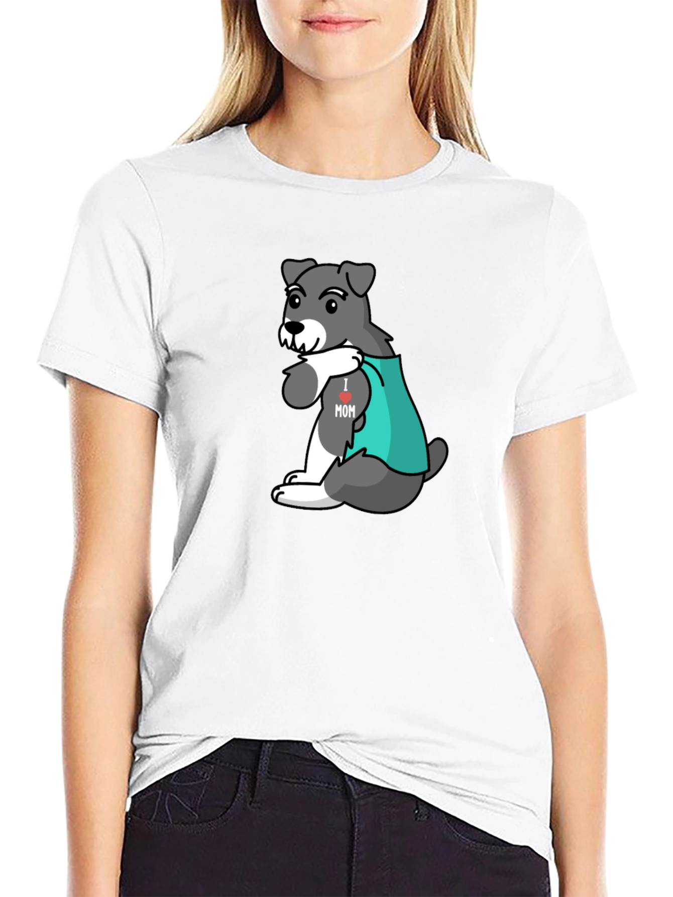 Dog I heart Mom Graphic Tee - Black