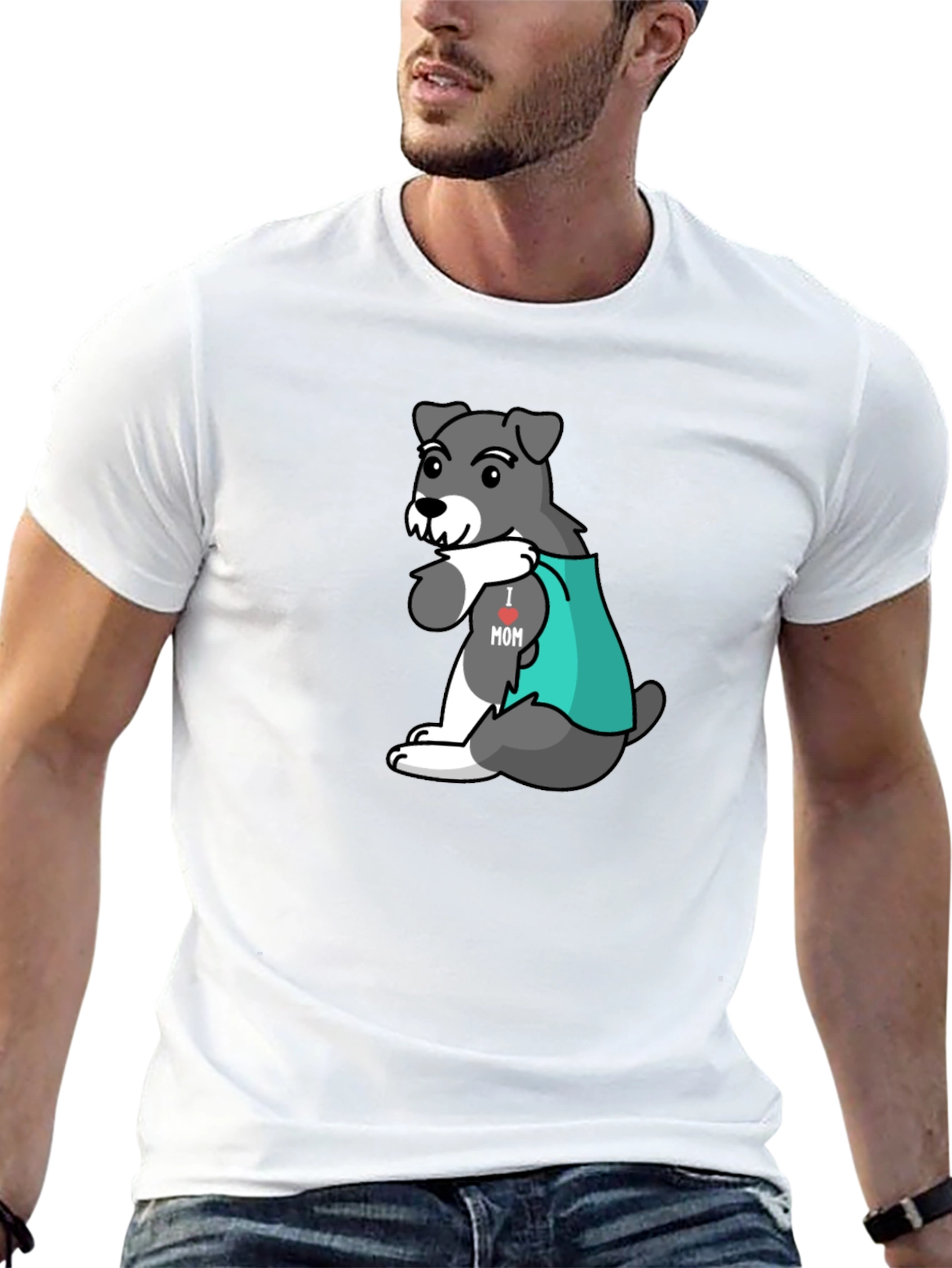 Dog I heart Mom Graphic Tee - Black
