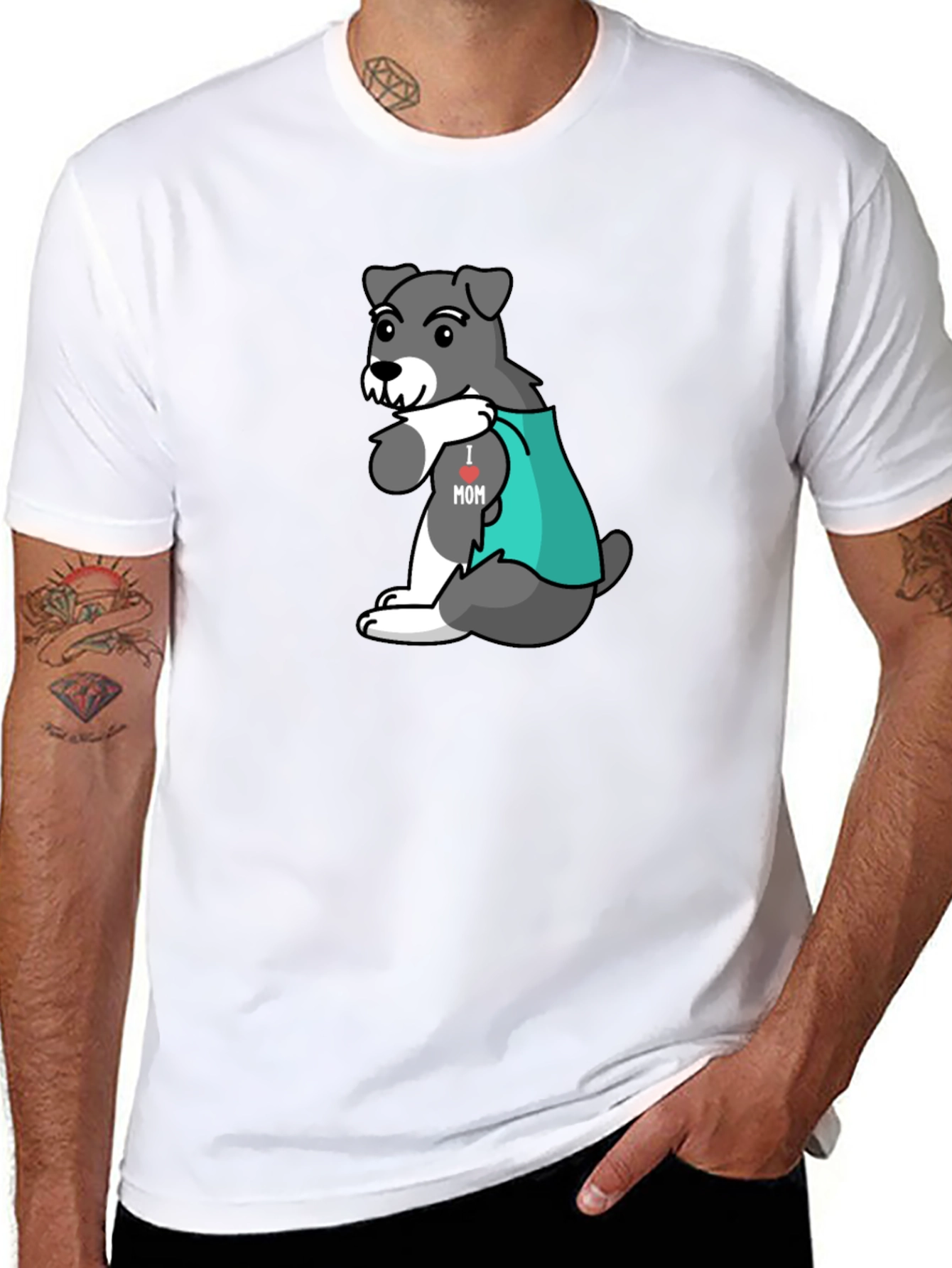 Dog I heart Mom Graphic Tee - Black