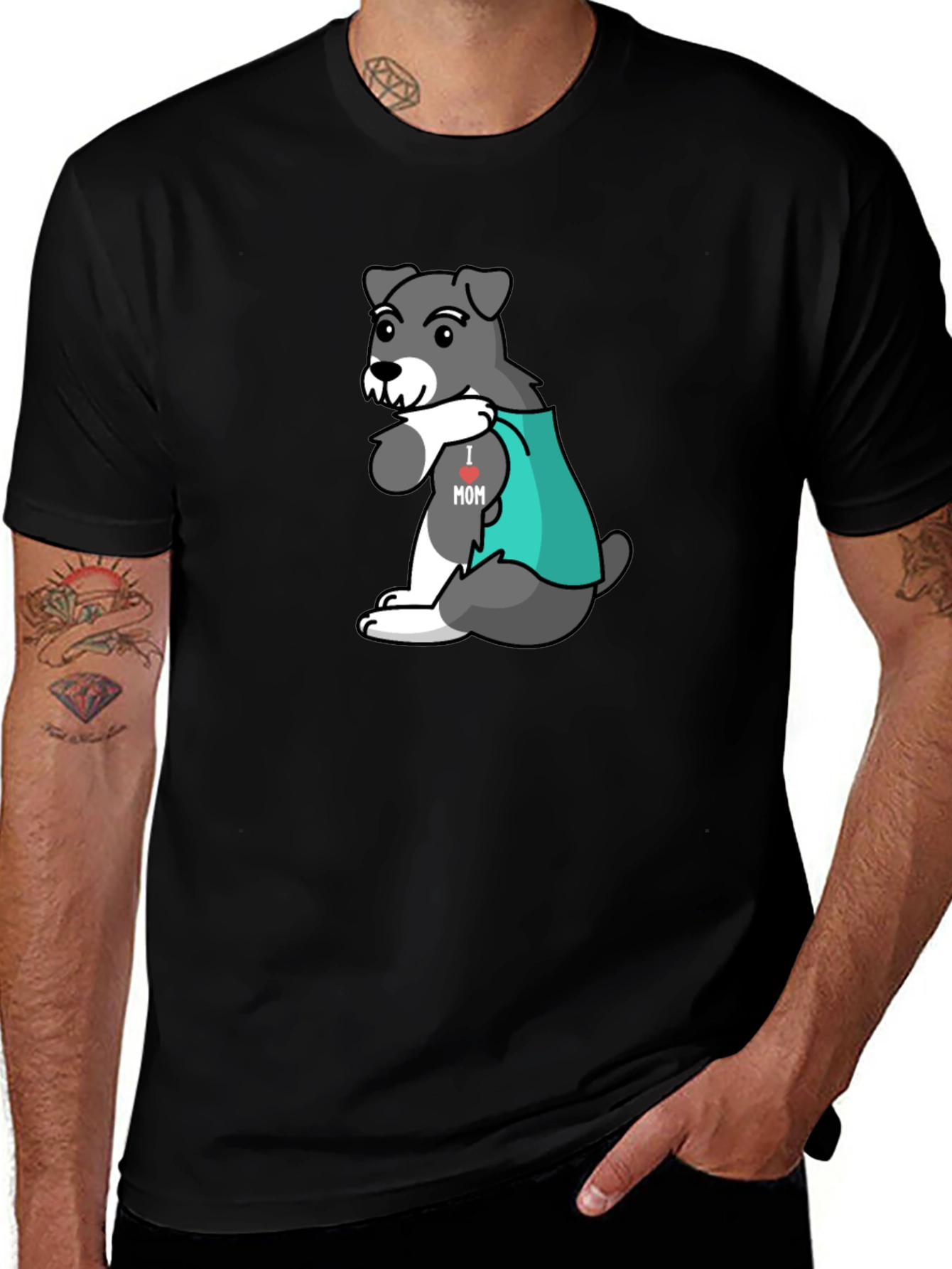 Dog I heart Mom Graphic Tee - Black