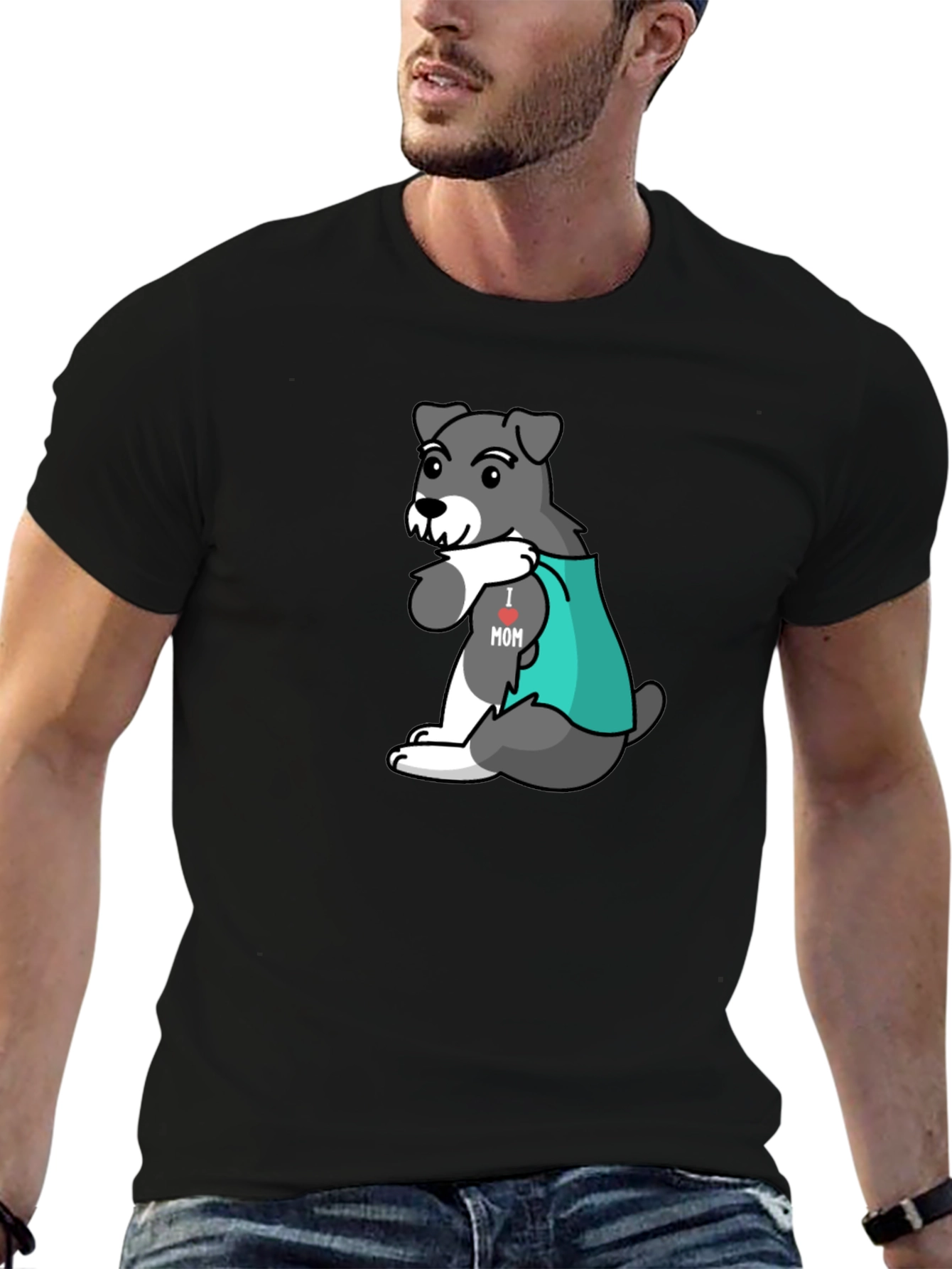 Dog I heart Mom Graphic Tee - Black