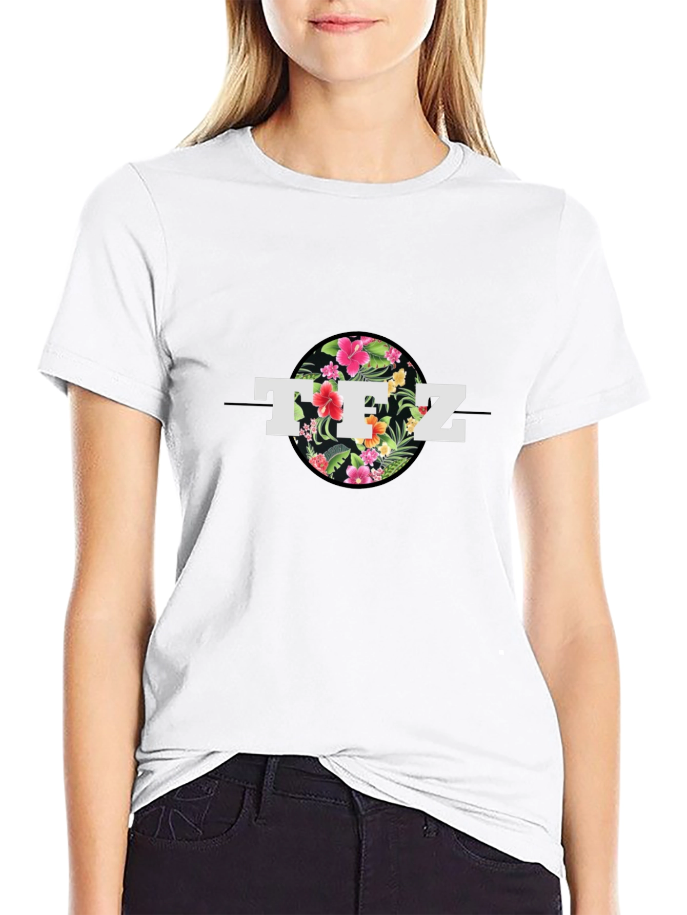 Floral TFZ Graphic Black T-Shirt