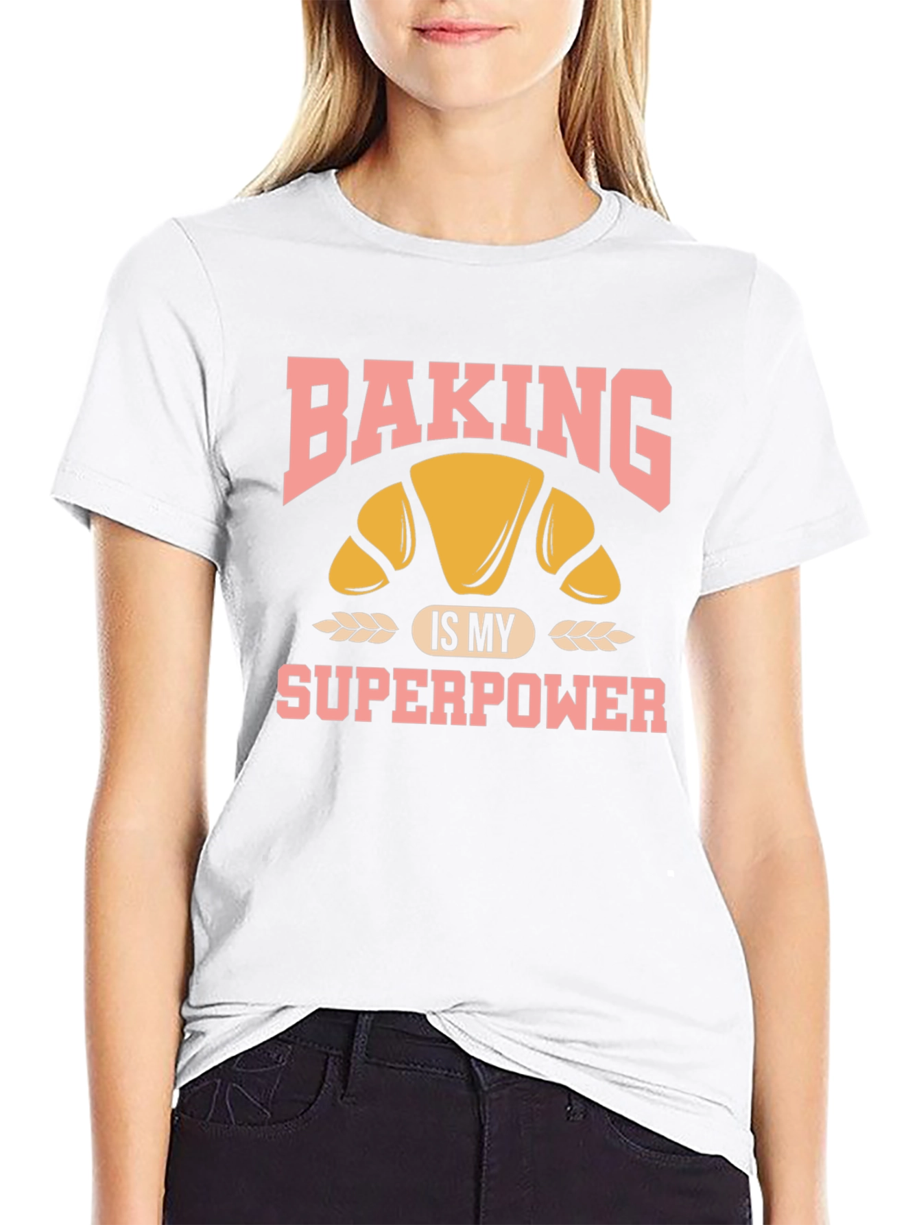 Baking is My Superpower T-Shirt - Croissant Design