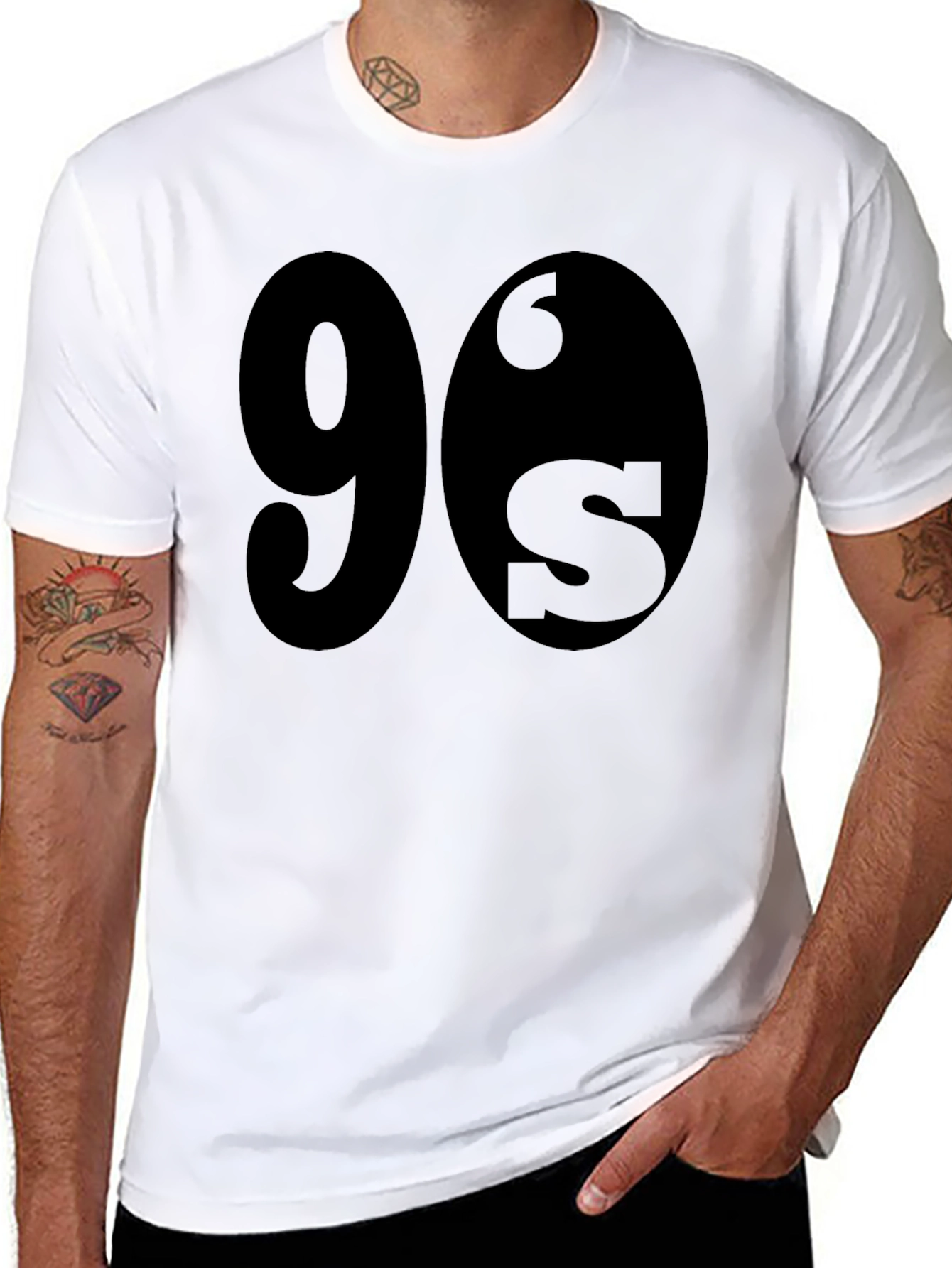 90s Style Black Crewneck T-Shirt