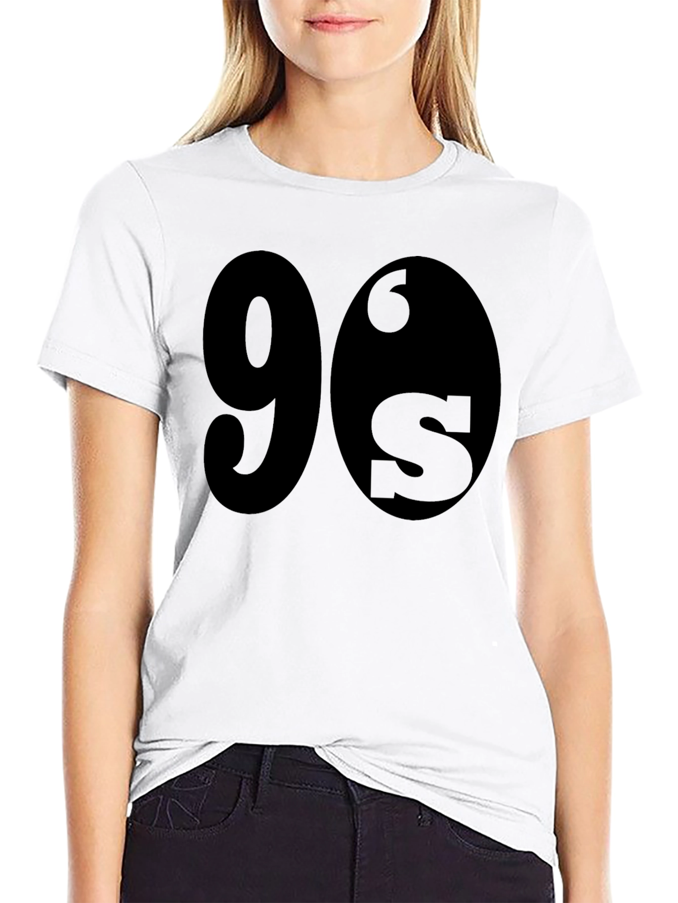 90s Style Black Crewneck T-Shirt