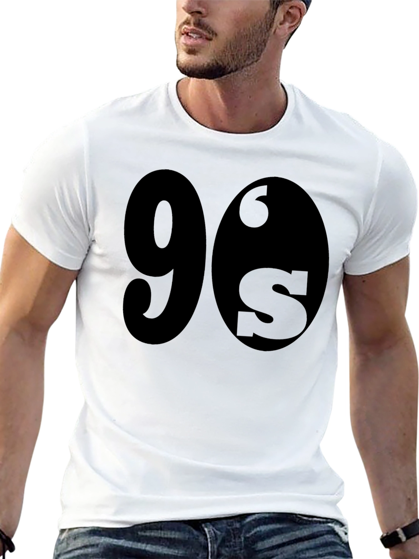 90s Style Black Crewneck T-Shirt