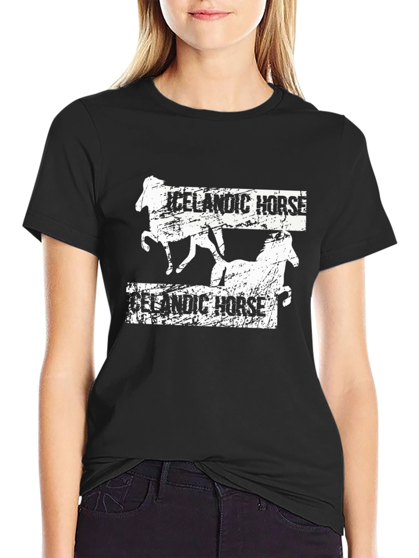 Icelandic Horse Black Graphic T-Shirt
