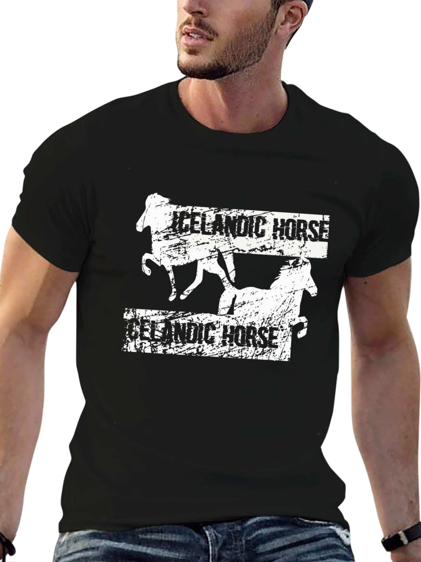 Icelandic Horse Black Graphic T-Shirt