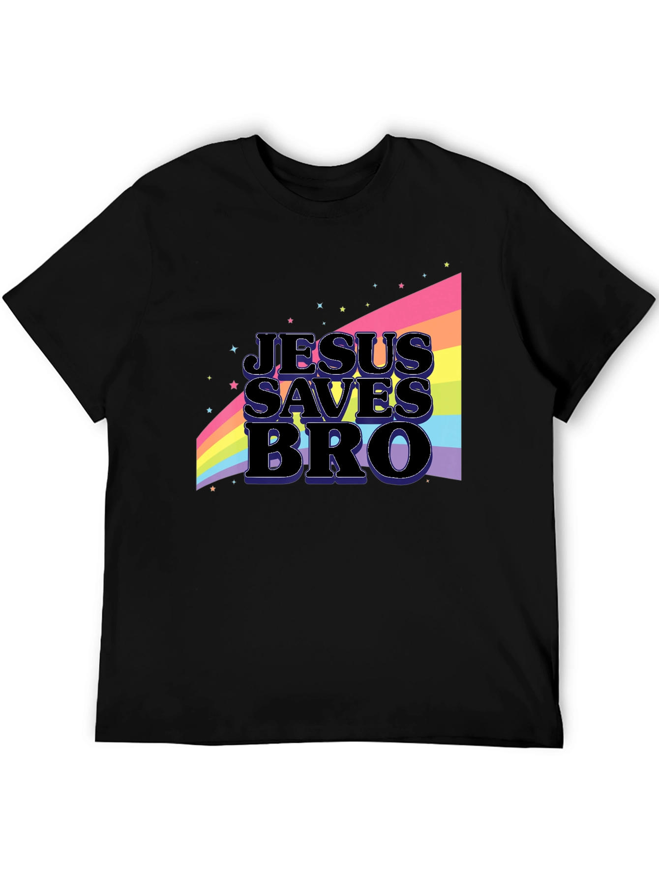 Jesus Saves Bro Rainbow Graphic T-Shirt