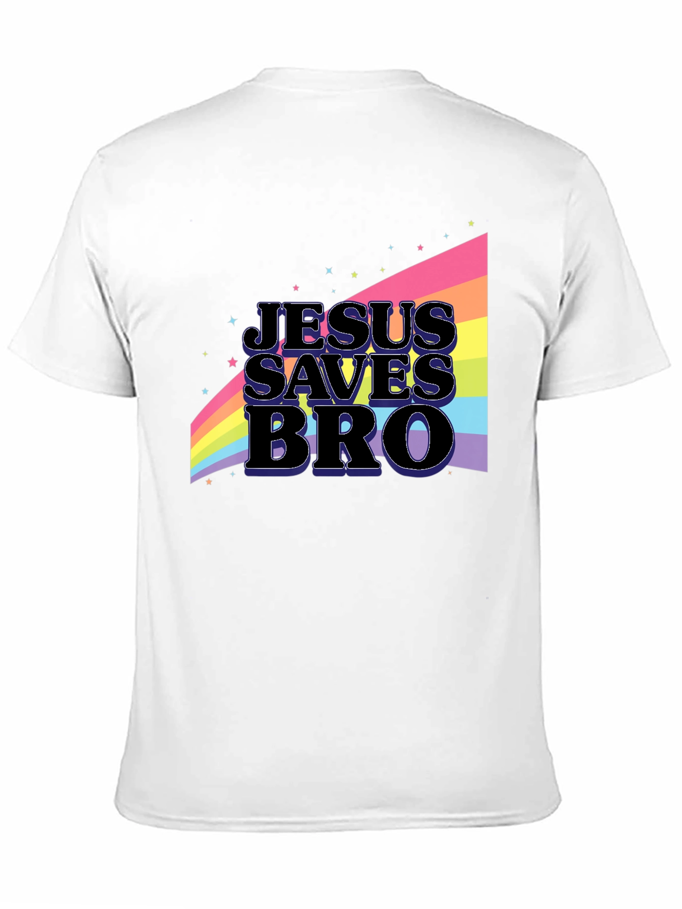 Jesus Saves Bro Rainbow Graphic T-Shirt