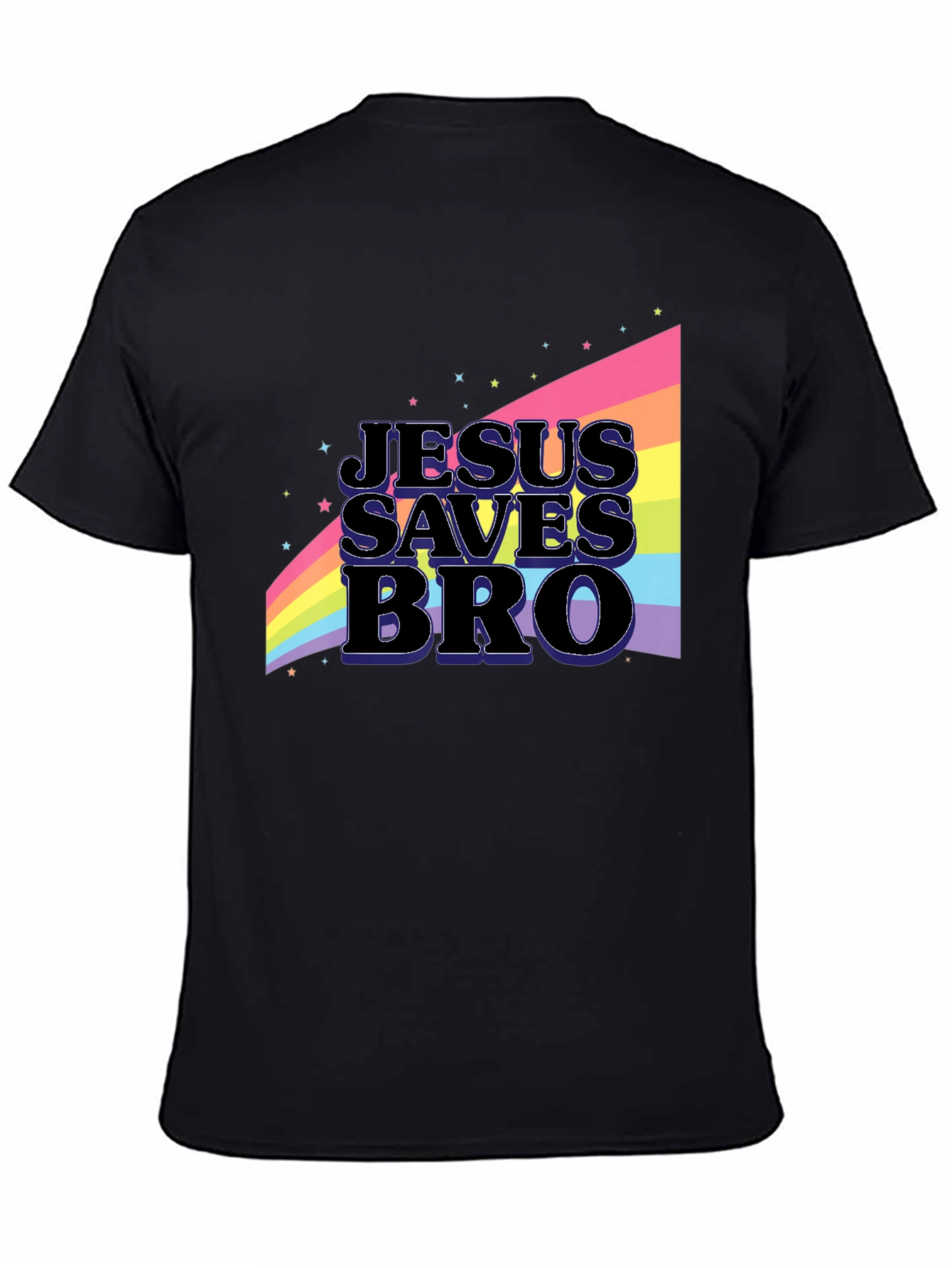 Jesus Saves Bro Rainbow Graphic T-Shirt