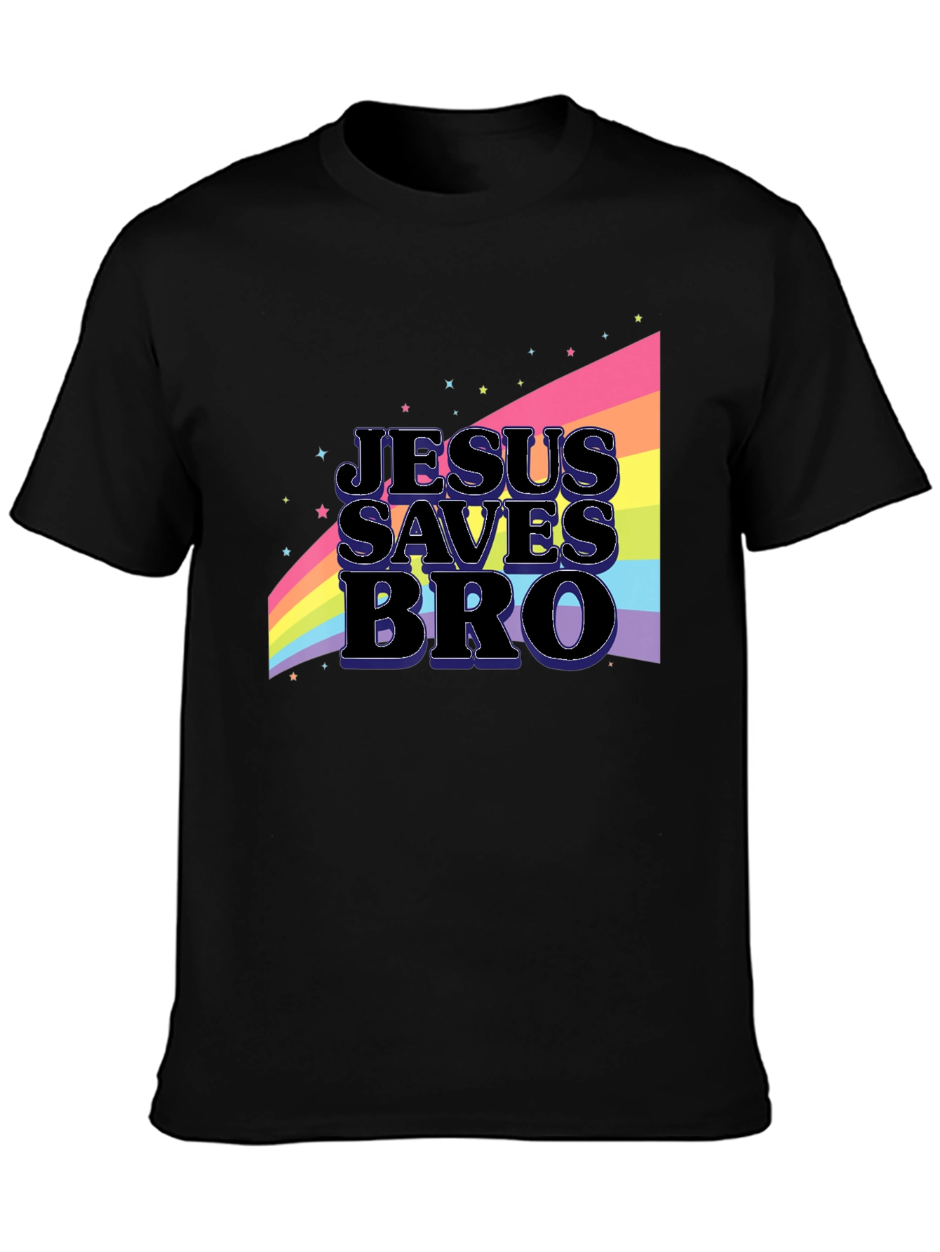 Jesus Saves Bro Rainbow Graphic T-Shirt