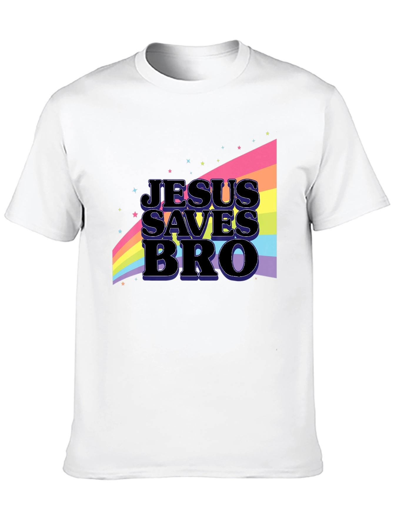Jesus Saves Bro Rainbow Graphic T-Shirt