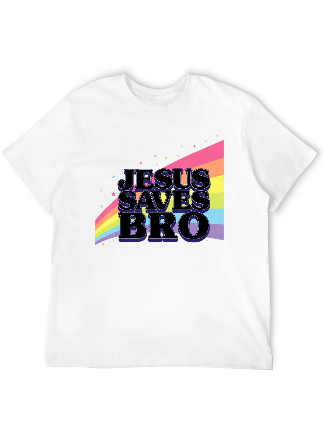 Jesus Saves Bro Rainbow Graphic T-Shirt