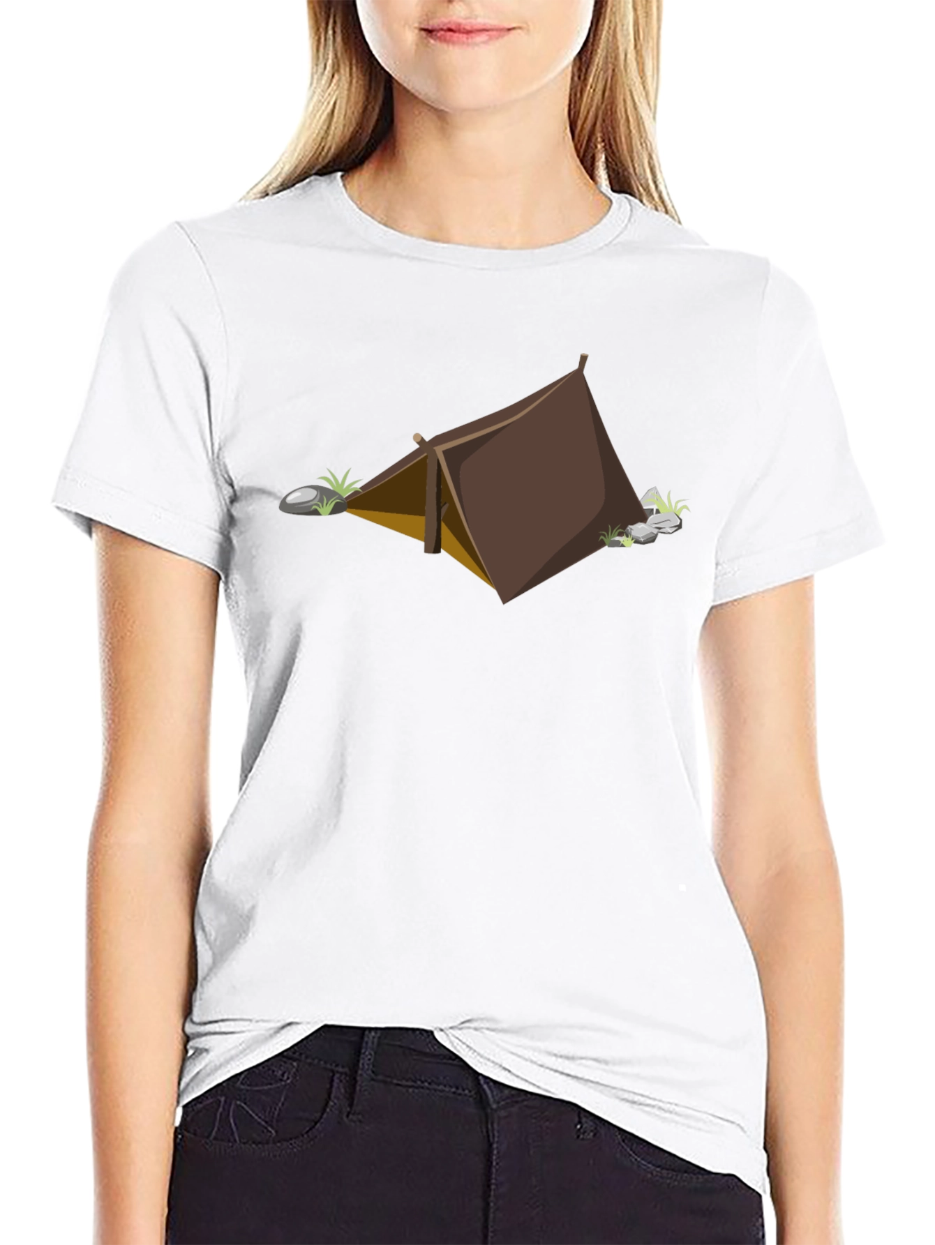Camping Tent Graphic Tee - Black