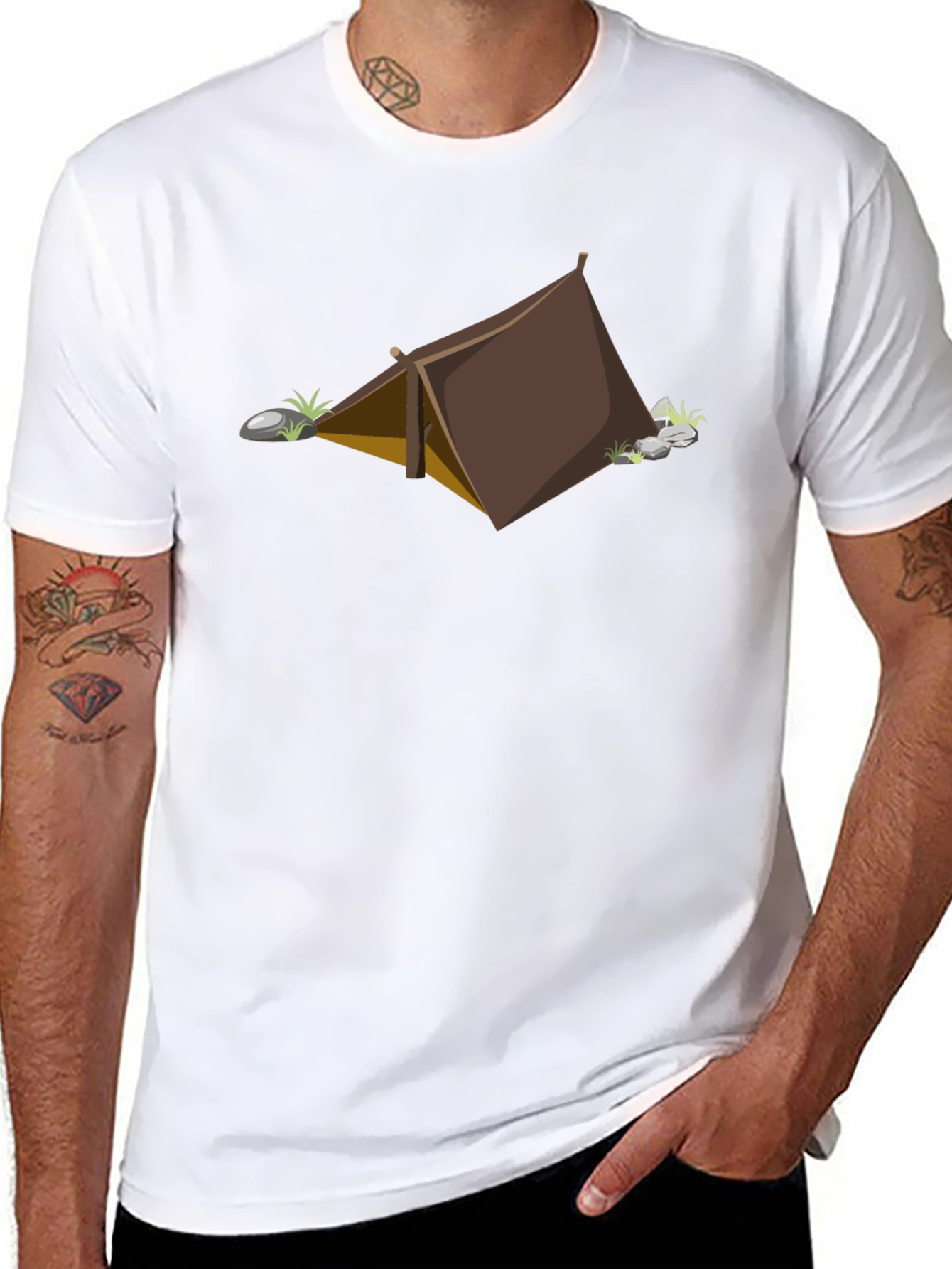 Camping Tent Graphic Tee - Black